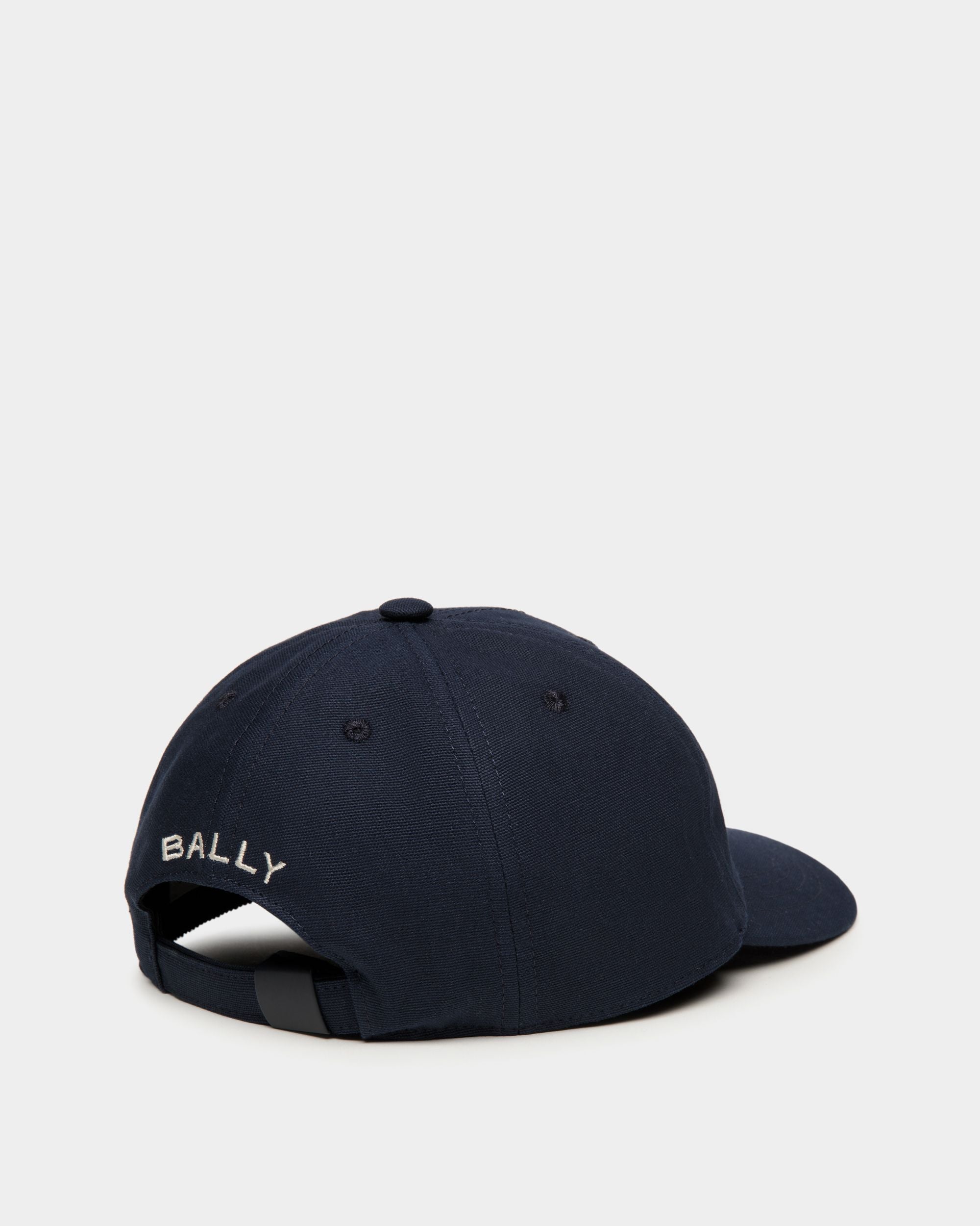 Cappellino In Cotone Navy Blue Con Ricamo Mountain Flower - Uomo - Bally - 03