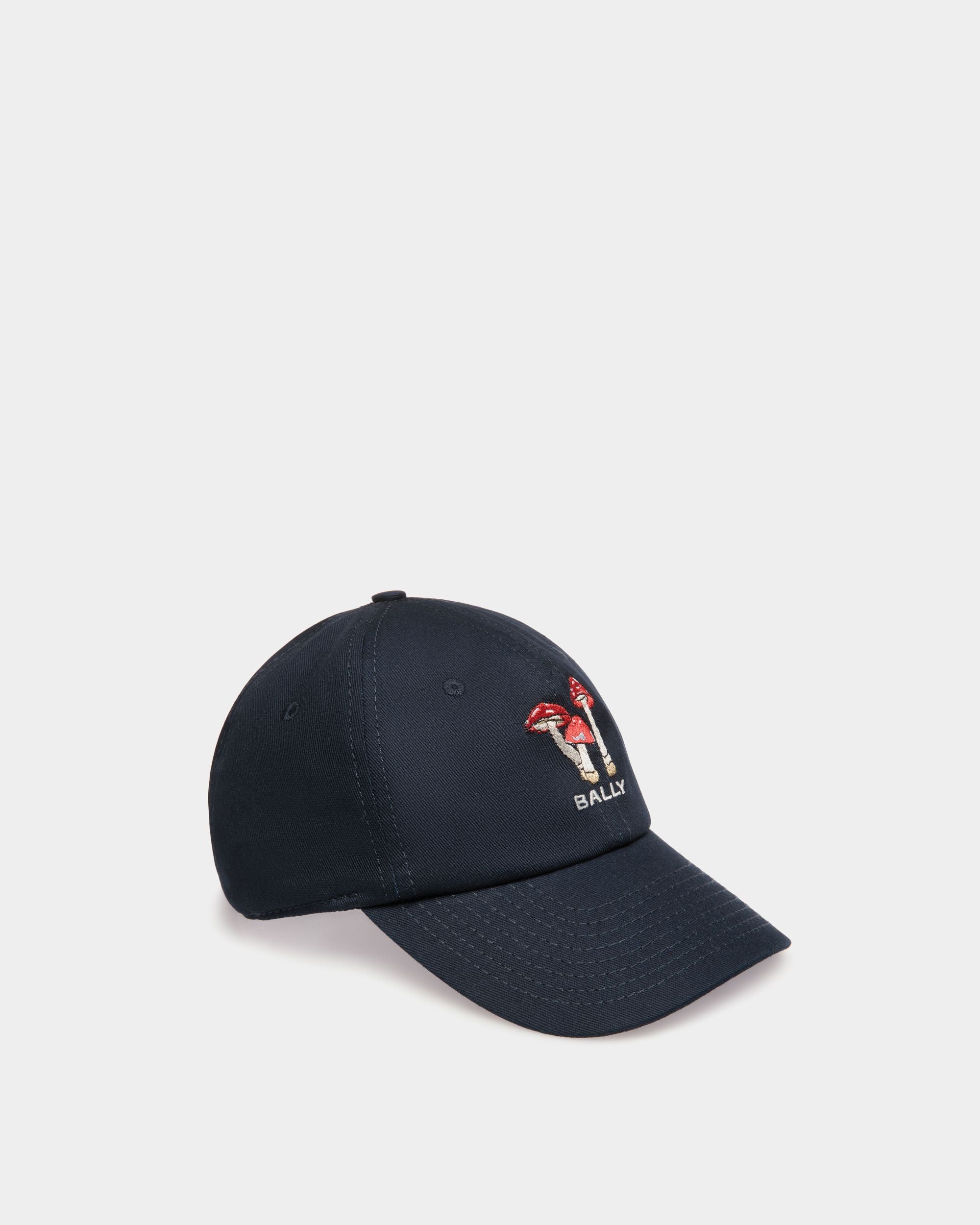 Cappellino In Cotone Navy Blue Con Ricamo Enchanting Mushrooms - Uomo - Bally - 01