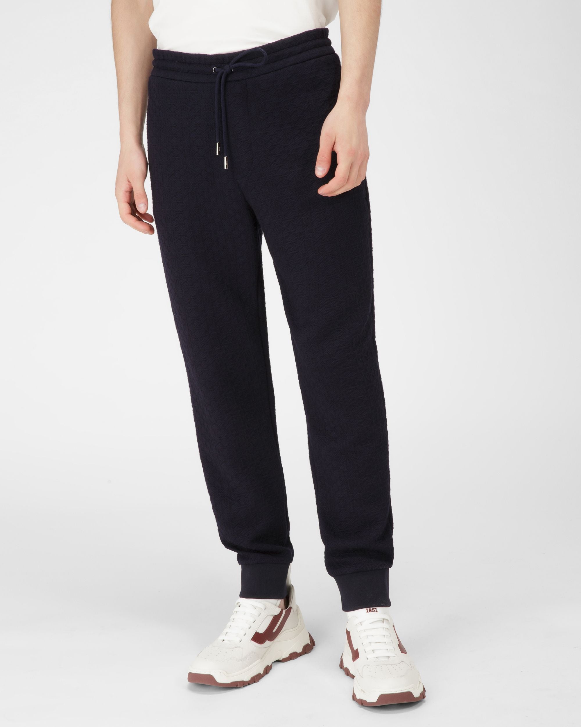 Pantaloni Monogram In Misto Jersey Colore Blu Navy - Uomo - Bally - 01