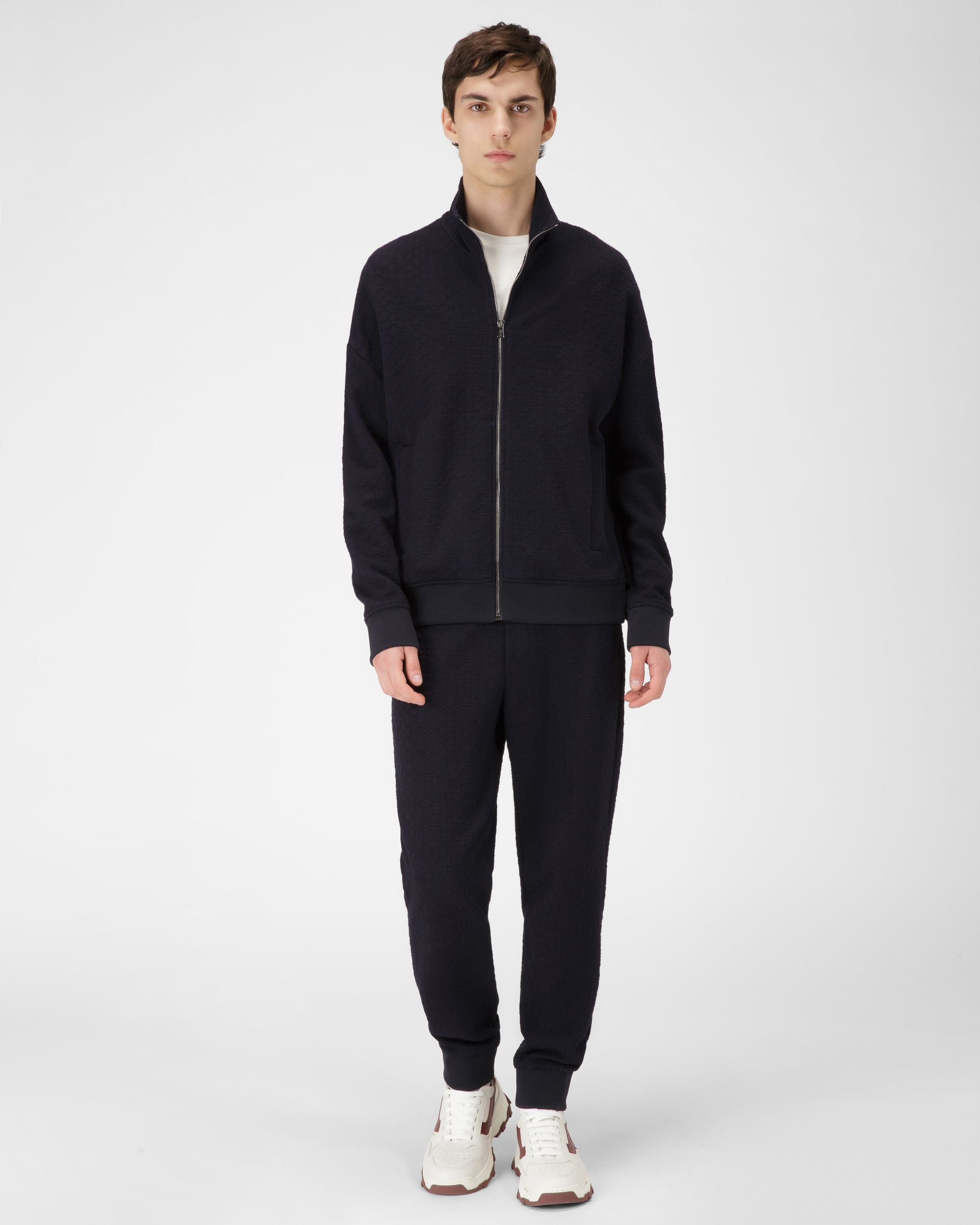 Pantaloni Monogram In Misto Jersey Colore Blu Navy - Uomo - Bally - 04