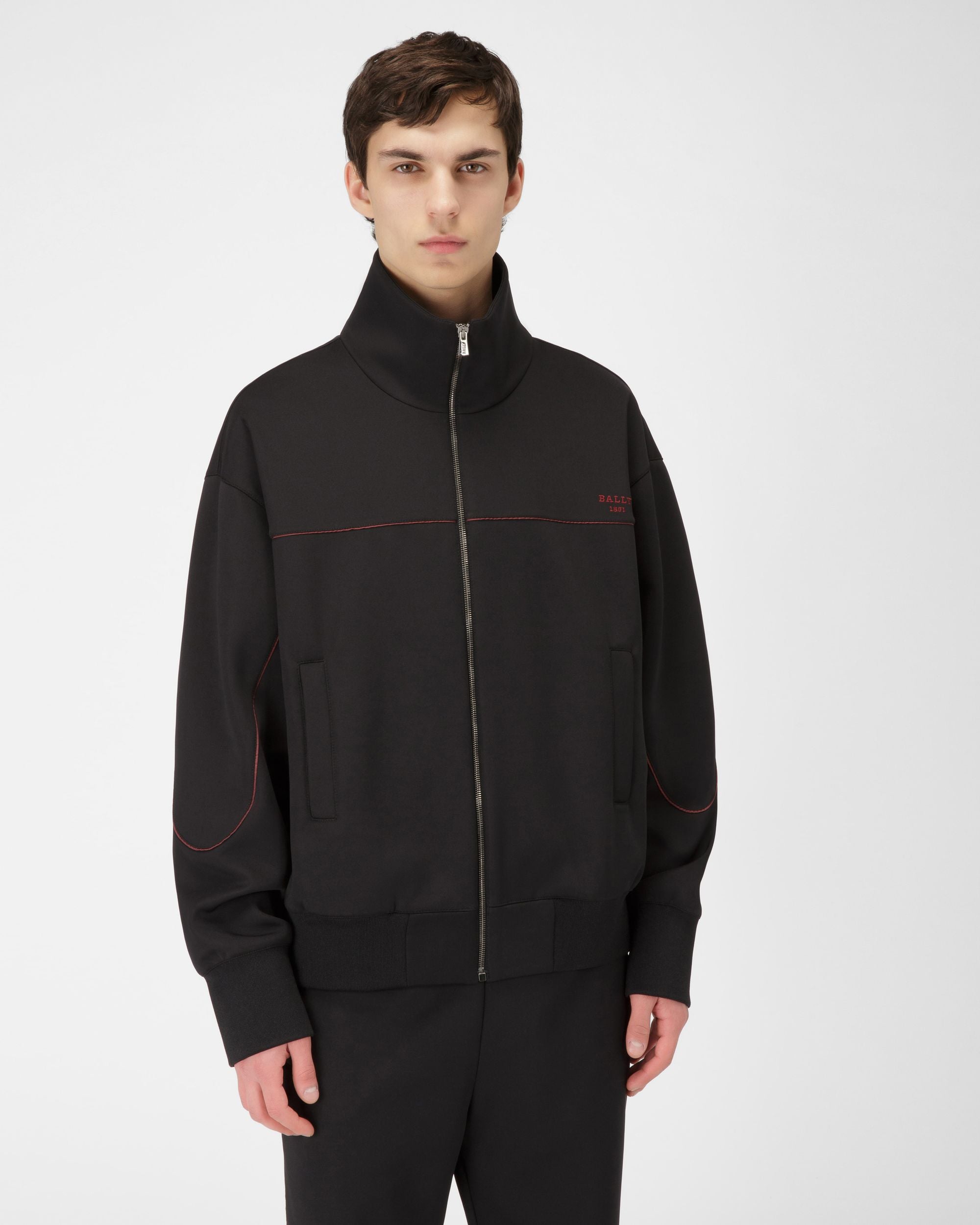 Felpa Con Zip In Misto Poliestere Nera - Uomo - Bally - 01