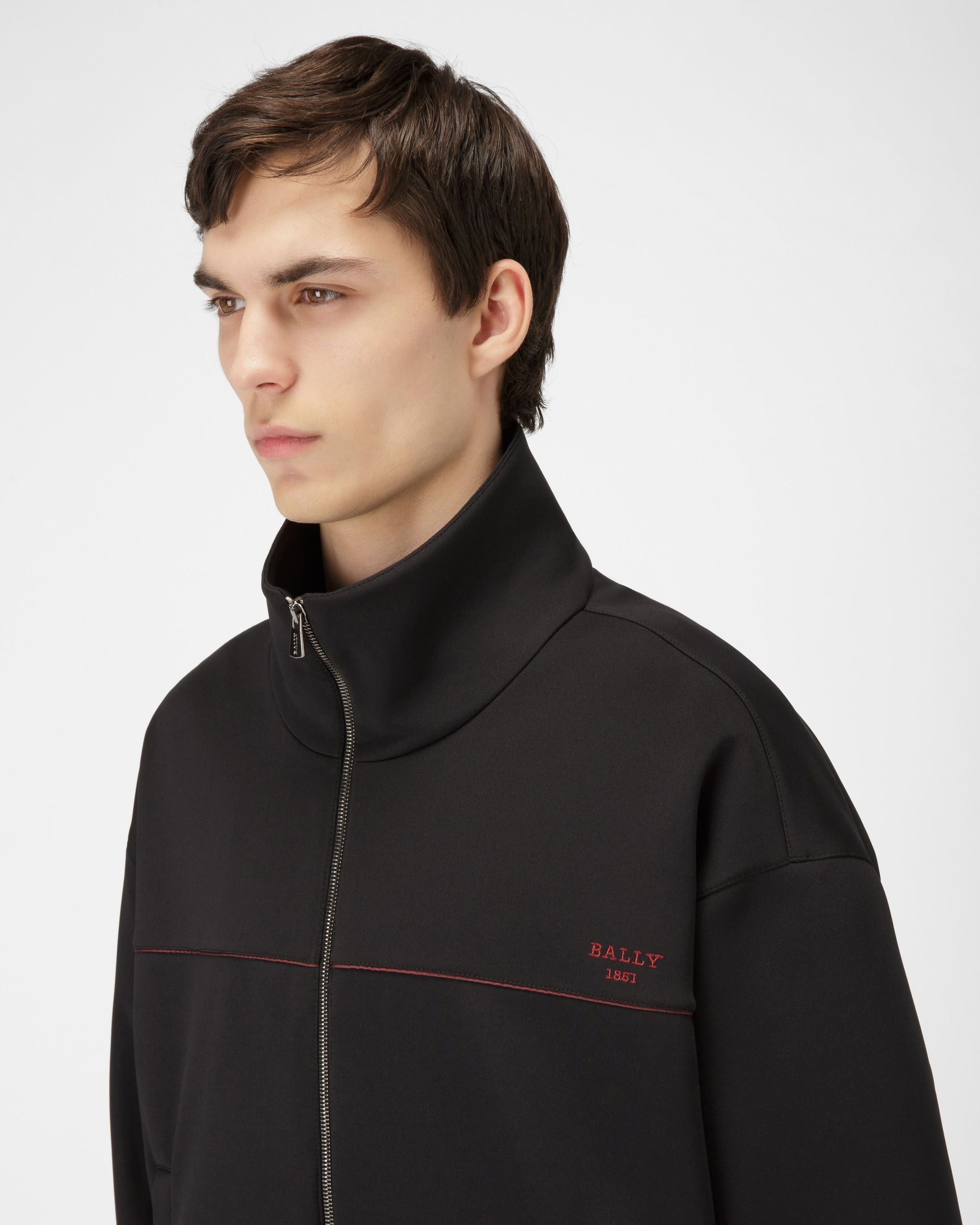 Felpa Con Zip In Misto Poliestere Nera - Uomo - Bally - 02
