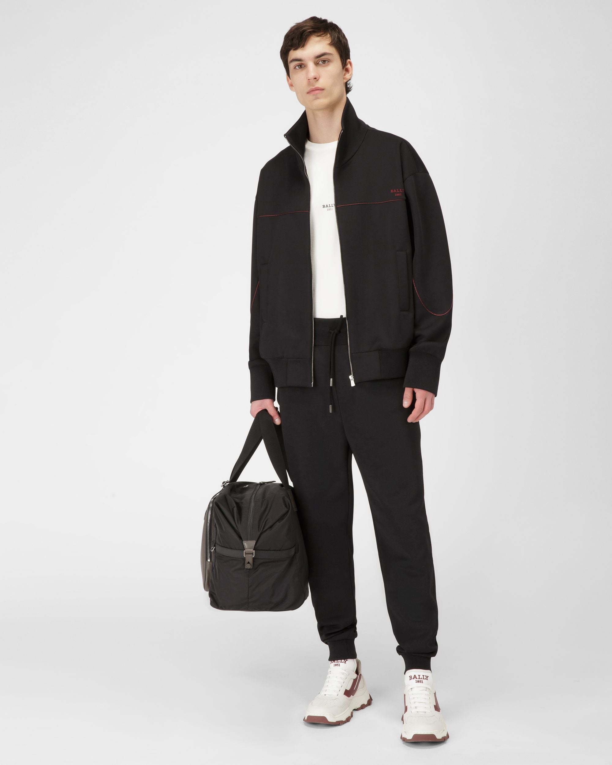 Felpa Con Zip In Misto Poliestere Nera - Uomo - Bally - 04