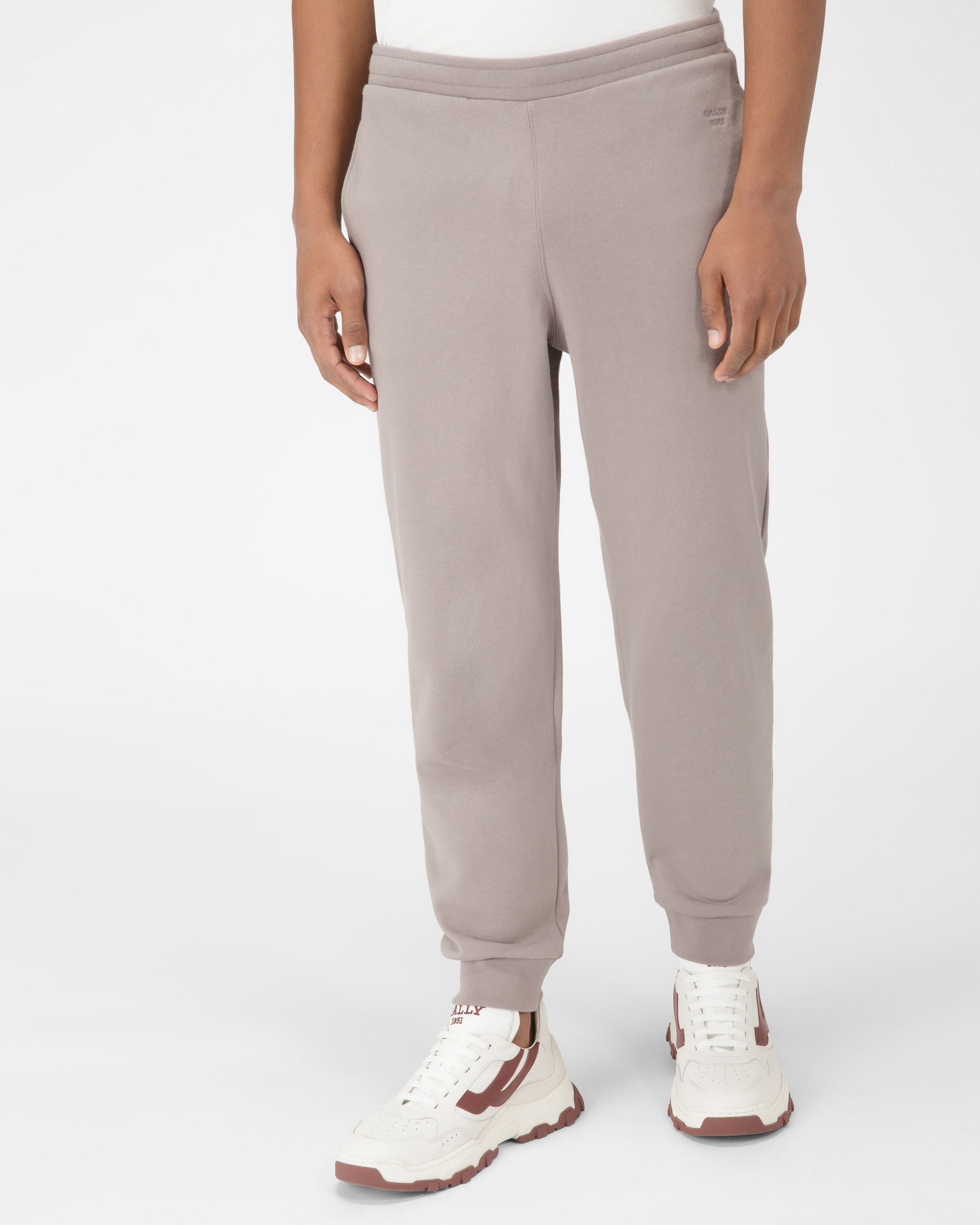 Pantaloni Felpati Con Logo Ricamato In Cotone Biologico Grigi - Uomo - Bally - 01