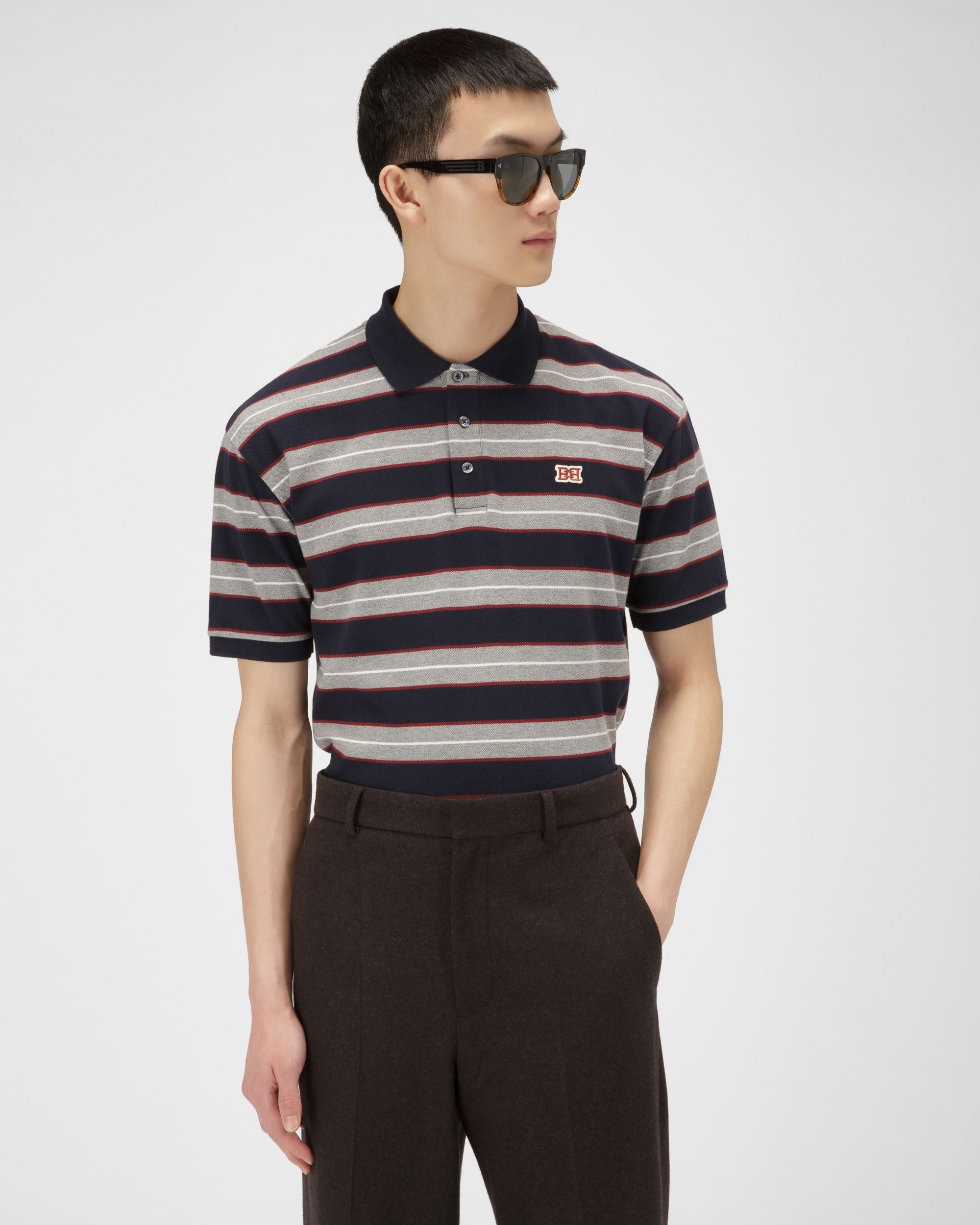 Polo A Righe In Cotone Blu Navy - Uomo - Bally - 01