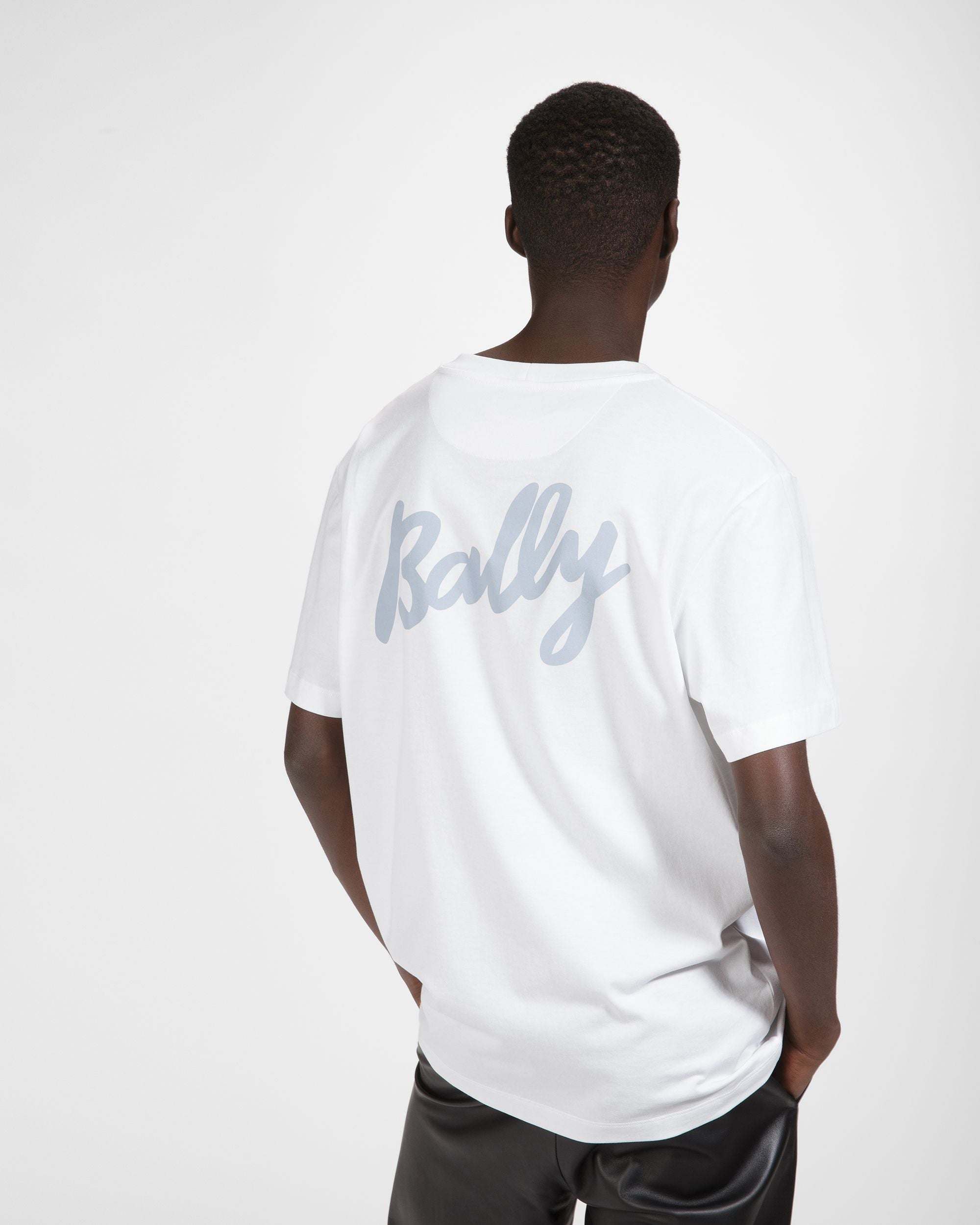 T-Shirt In Cotone Bianco E Azzurro - Uomo - Bally - 05