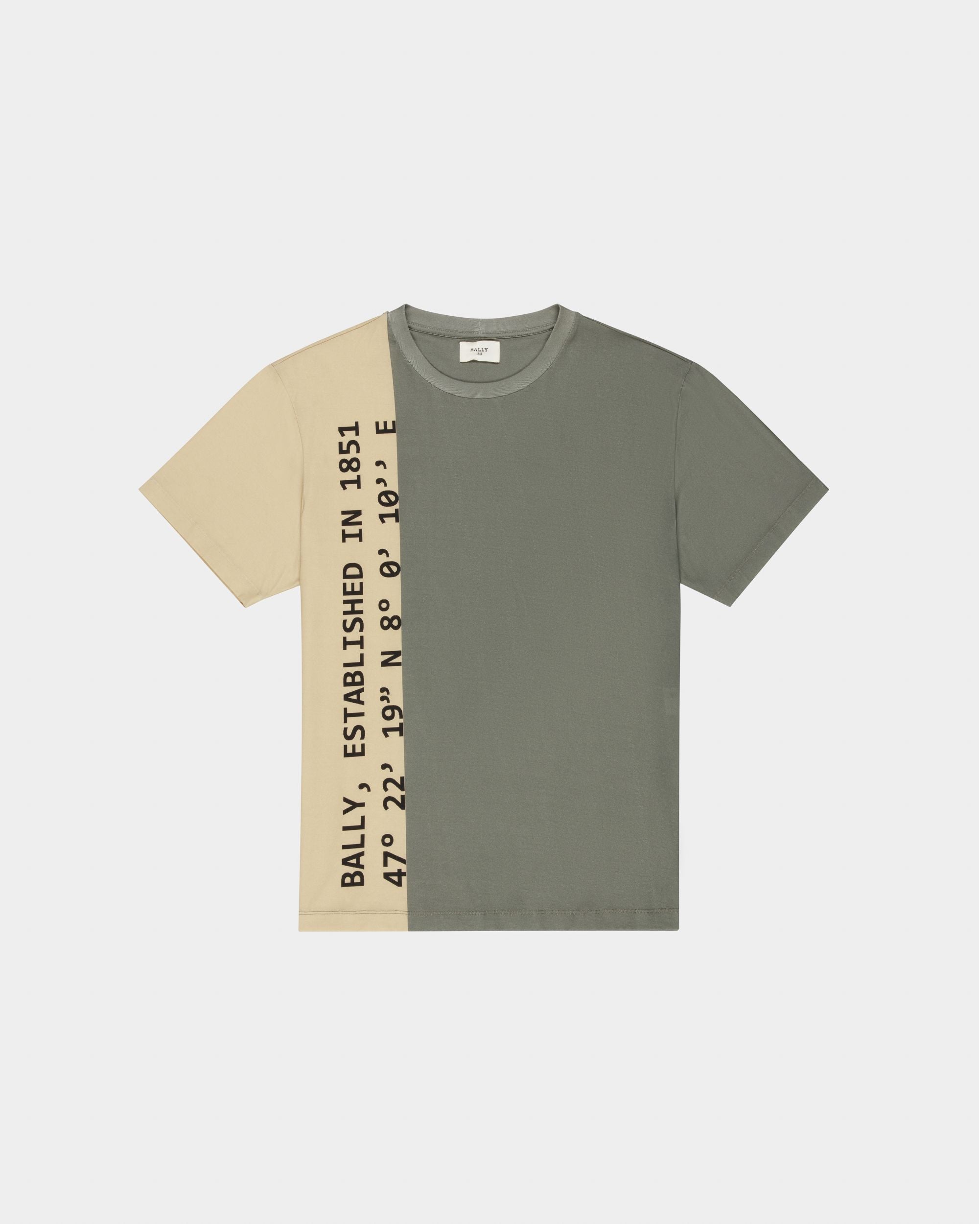 T-Shirt Coordinates In Cotone Biologico Beige E Verde - Uomo - Bally - 01