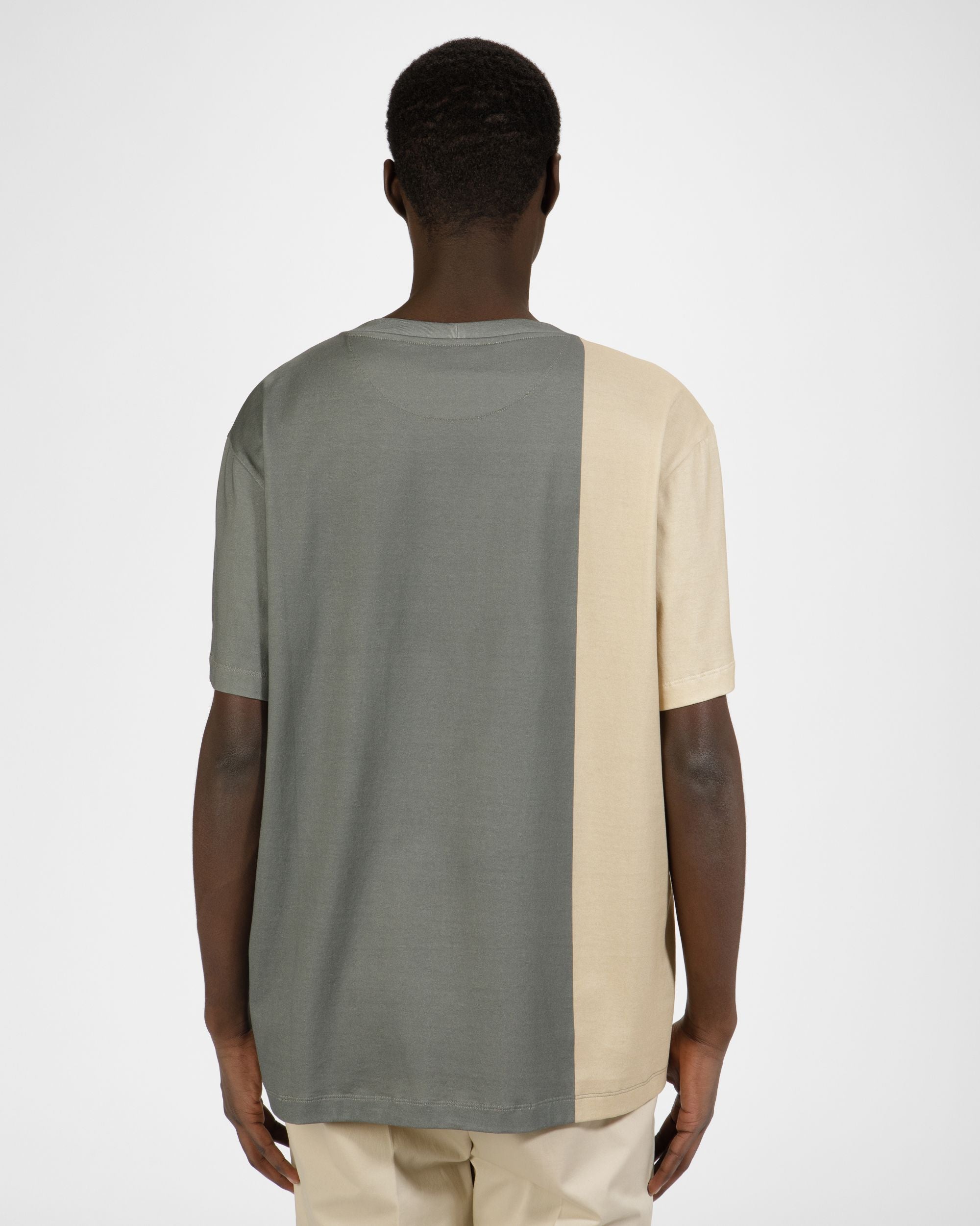 T-Shirt Coordinates In Cotone Biologico Beige E Verde - Uomo - Bally - 03