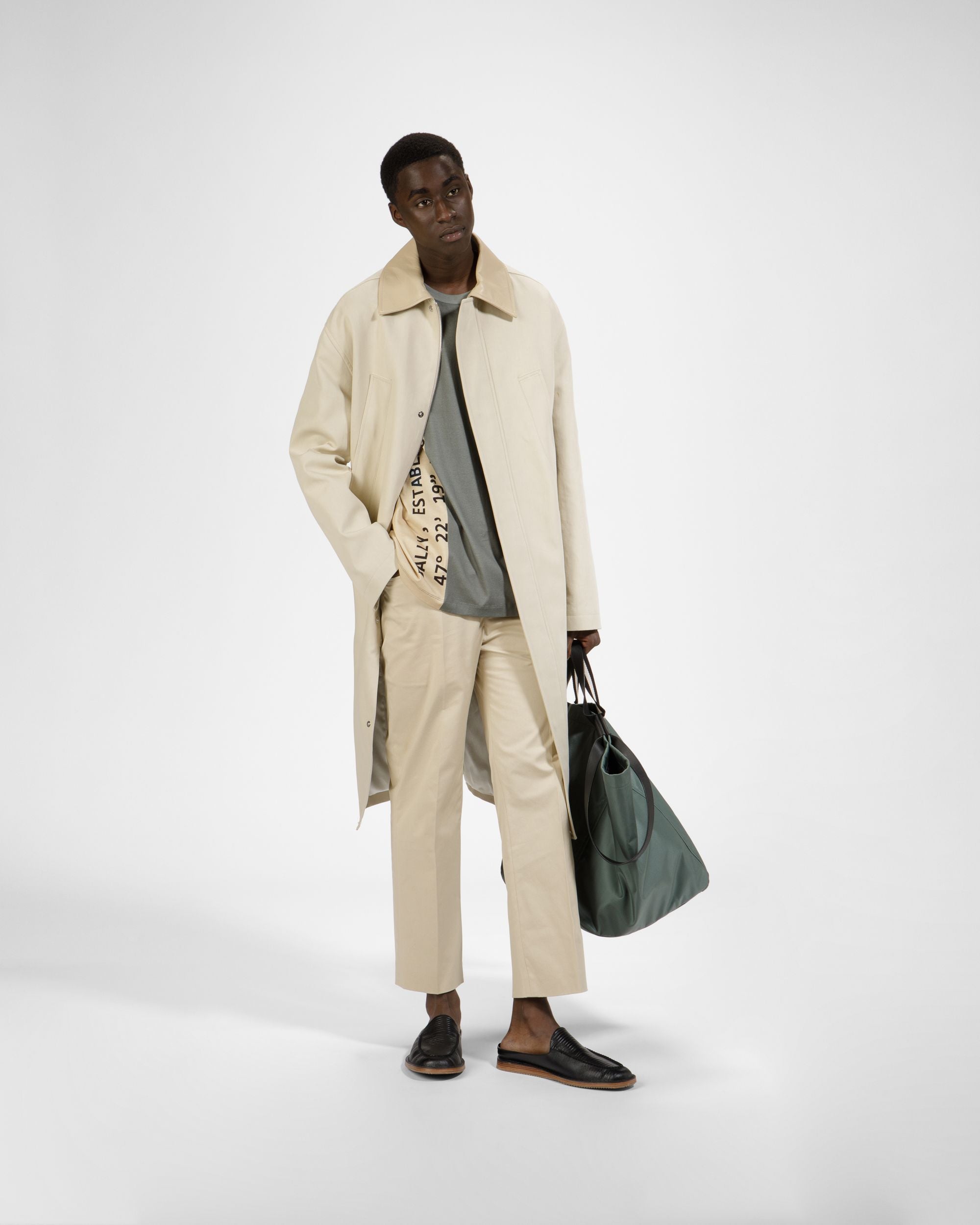 T-Shirt Coordinates In Cotone Biologico Beige E Verde - Uomo - Bally - 05