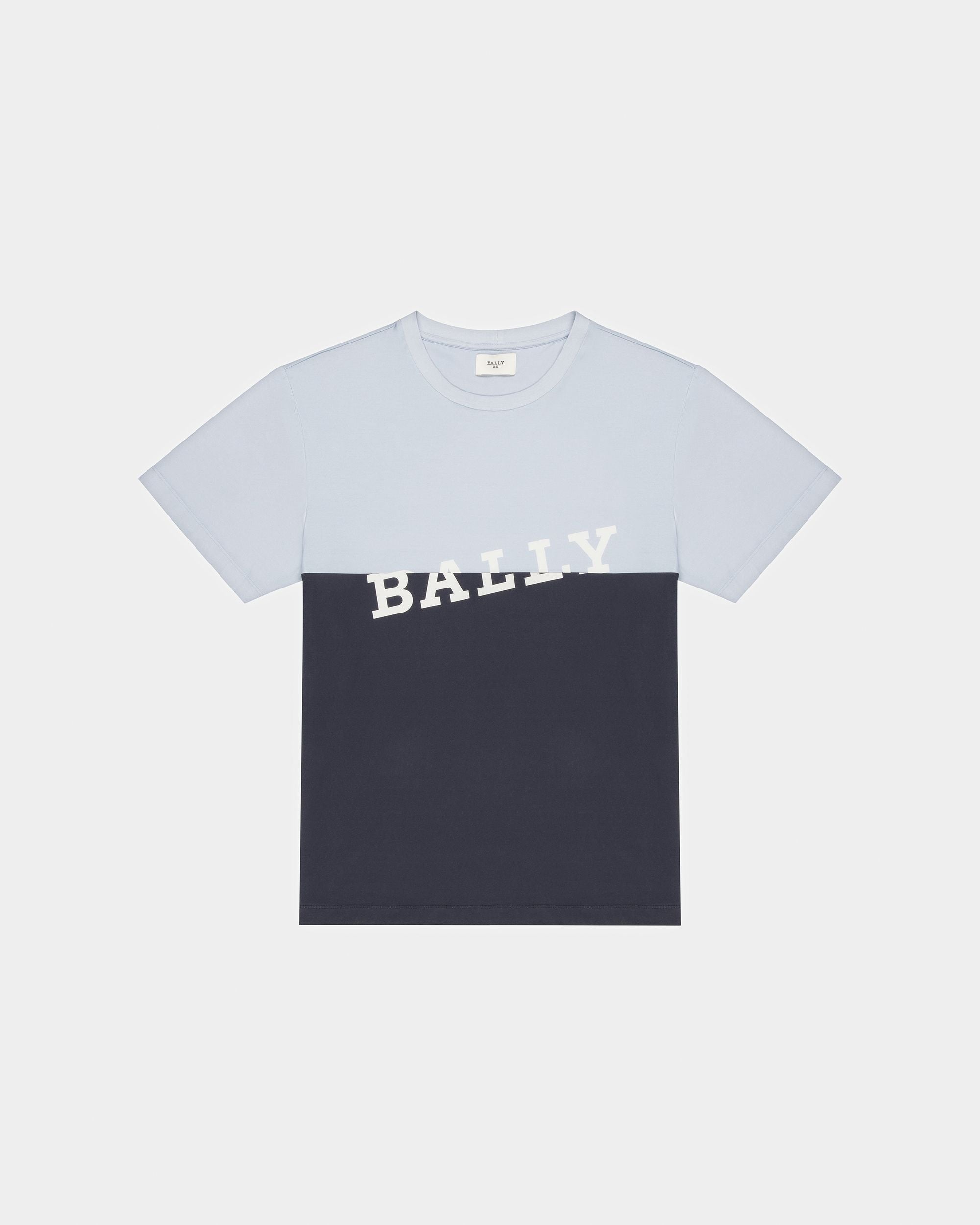 T-Shirt In Cotone Azzurro E Blu Scuro - Uomo - Bally - 01