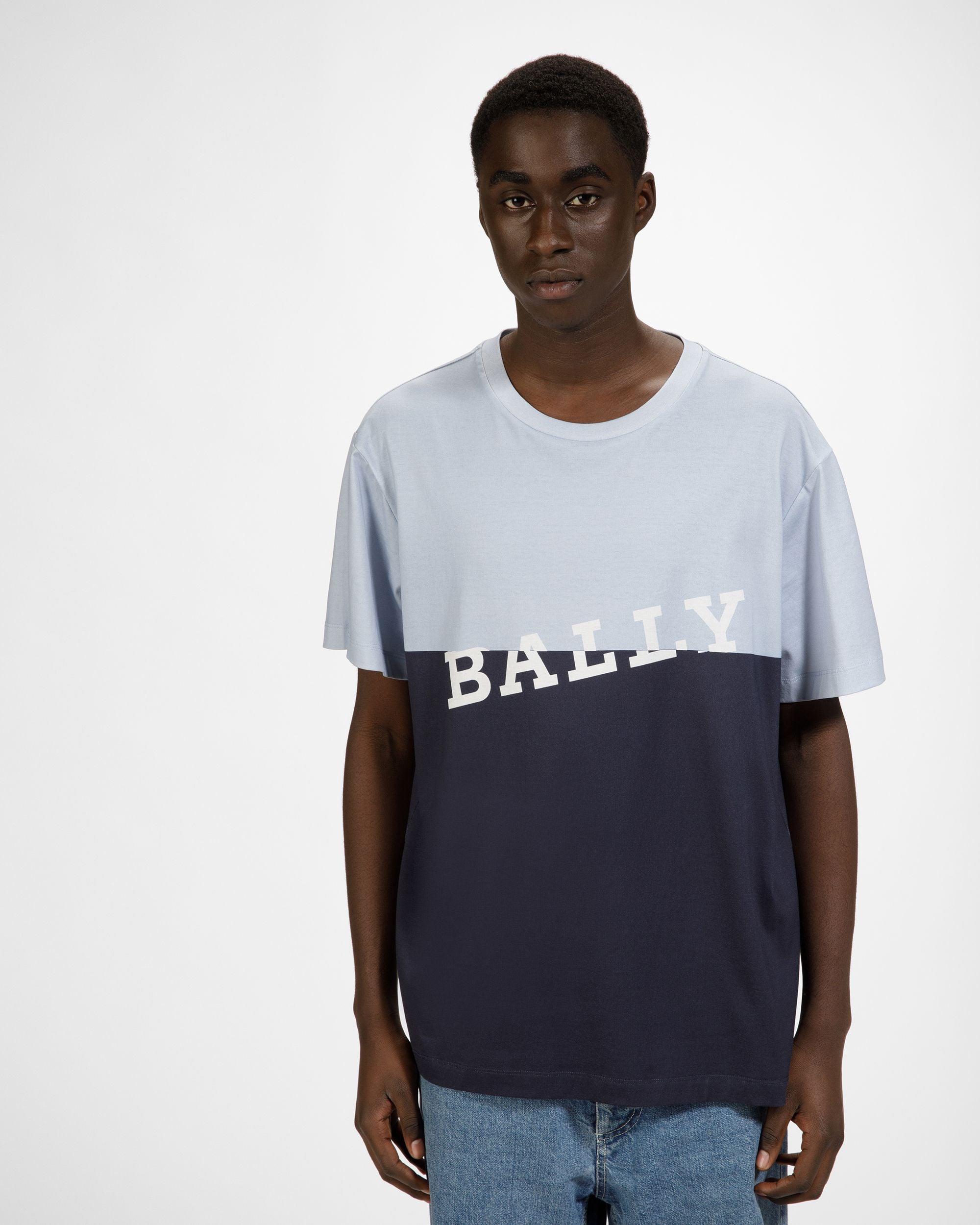 T-Shirt In Cotone Azzurro E Blu Scuro - Uomo - Bally - 03