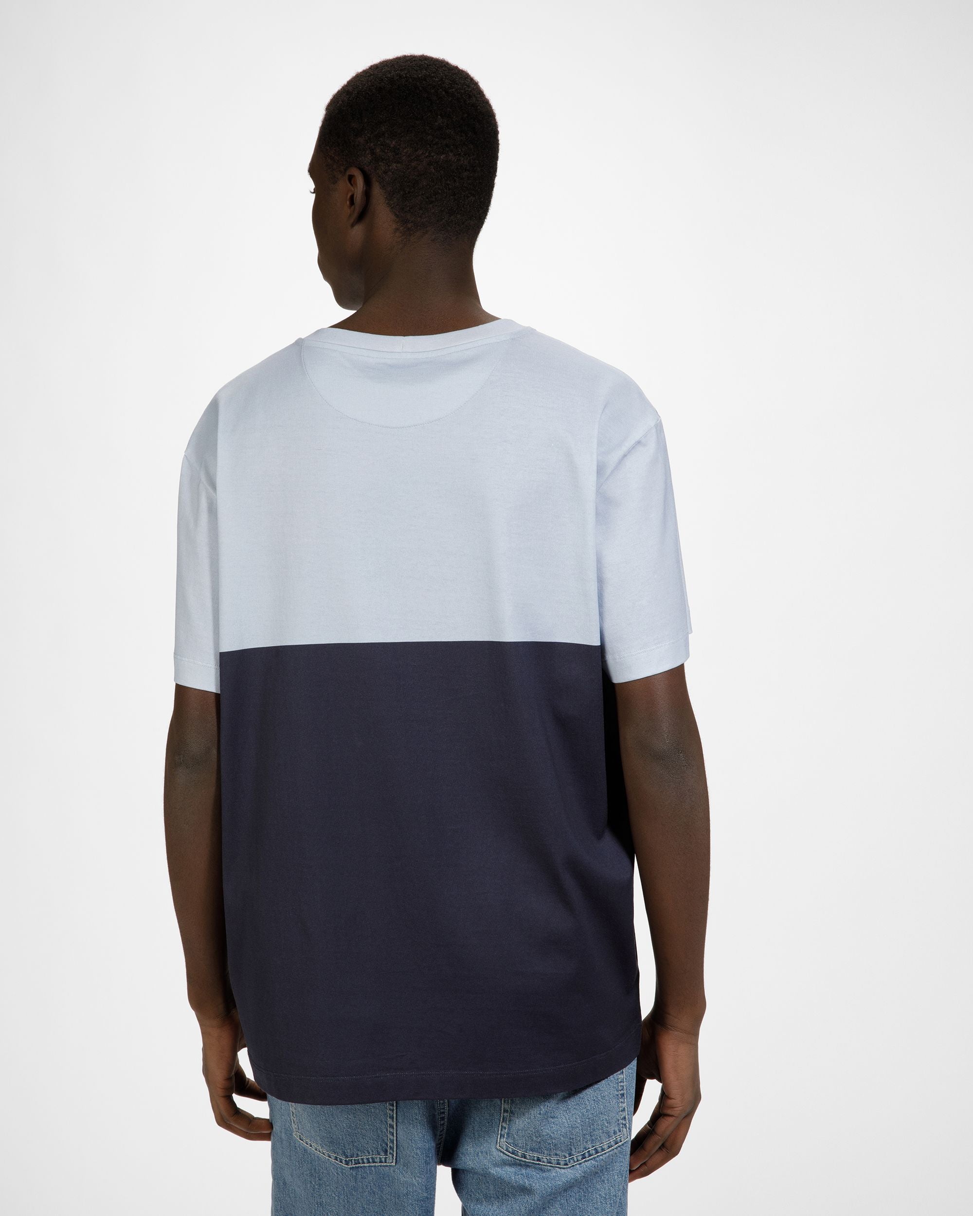 T-Shirt In Cotone Azzurro E Blu Scuro - Uomo - Bally - 05
