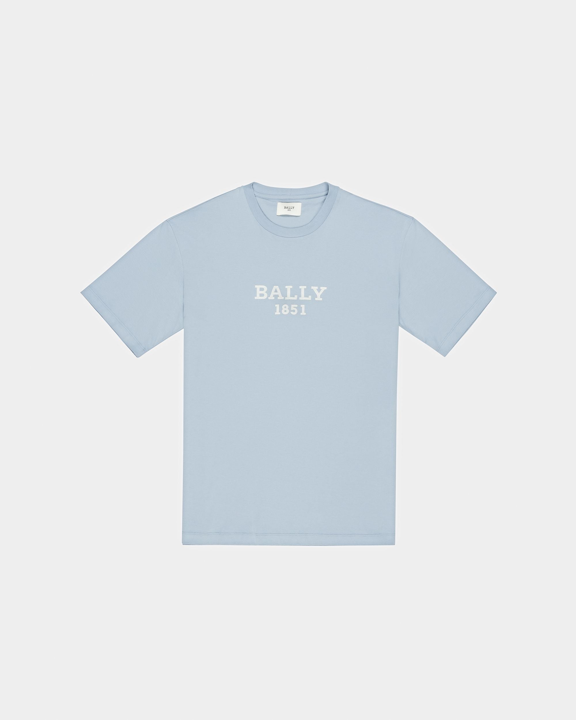 T-Shirt In Cotone Azzurro E Avorio - Uomo - Bally - 01