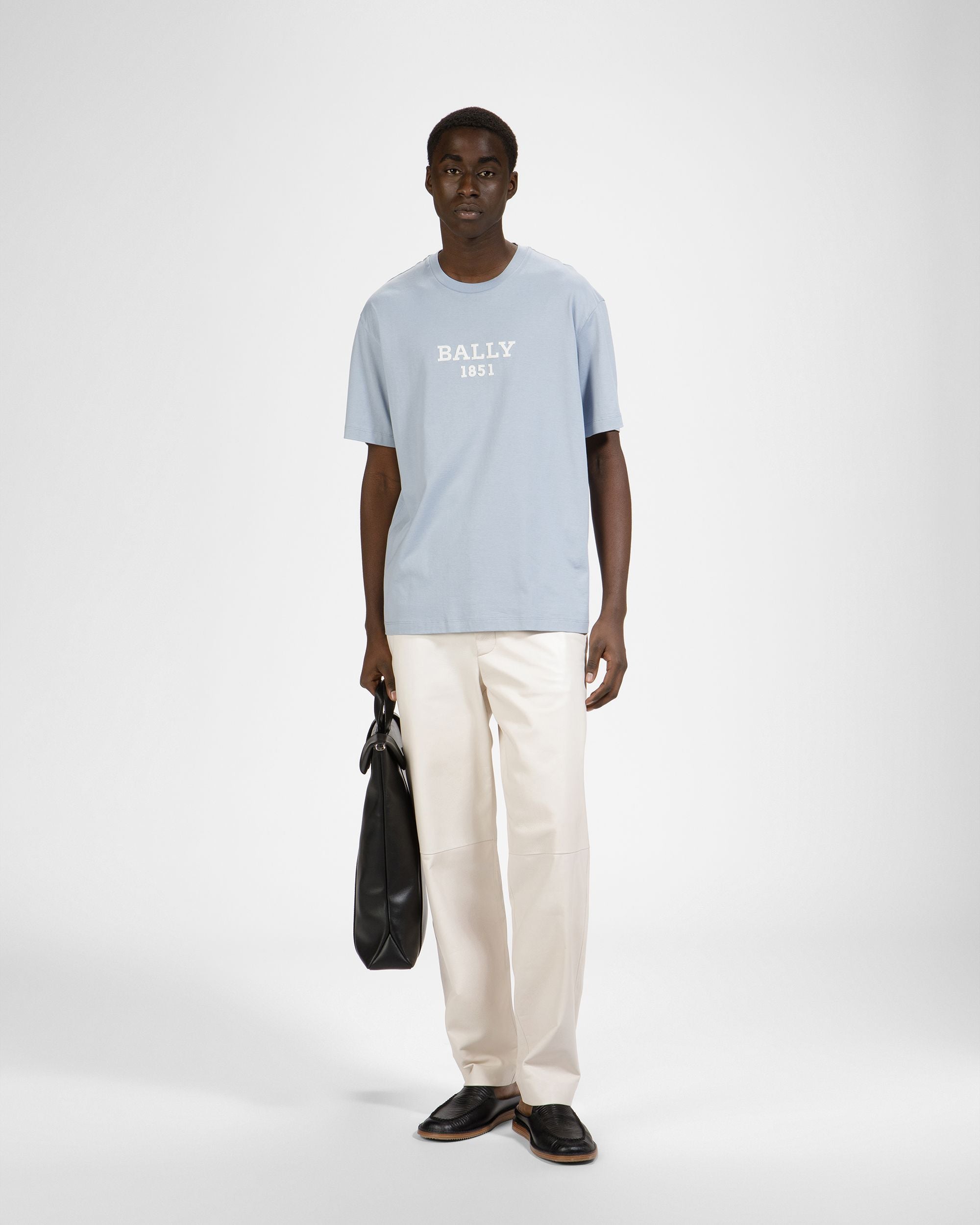 T-Shirt In Cotone Azzurro E Avorio - Uomo - Bally - 02