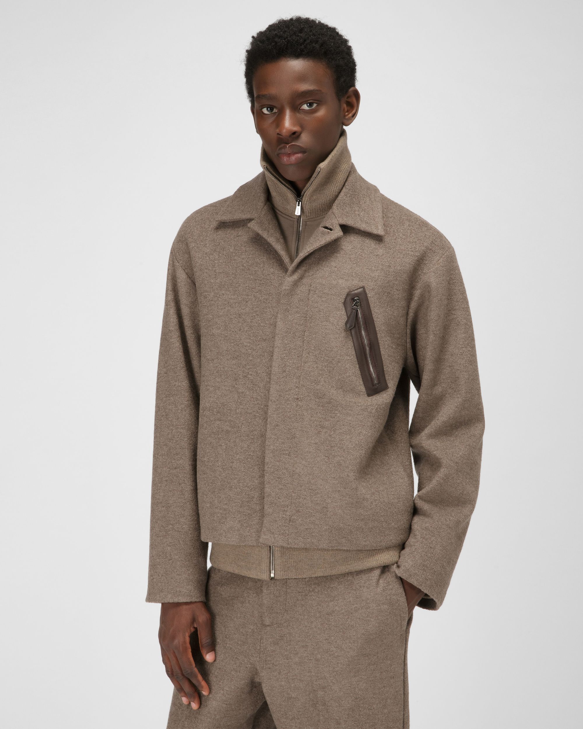 Giacca Jersey Con Dettaglio Tasca In Misto Lana Color Tortora - Uomo - Bally - 01