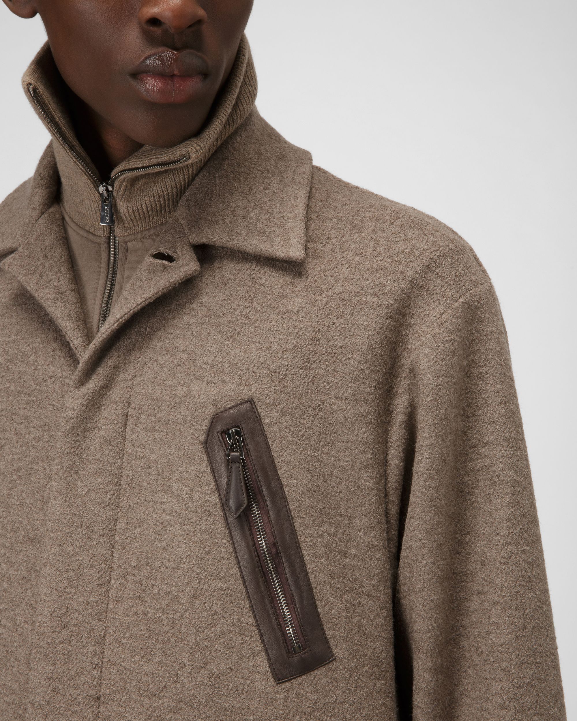 Giacca Jersey Con Dettaglio Tasca In Misto Lana Color Tortora - Uomo - Bally - 02