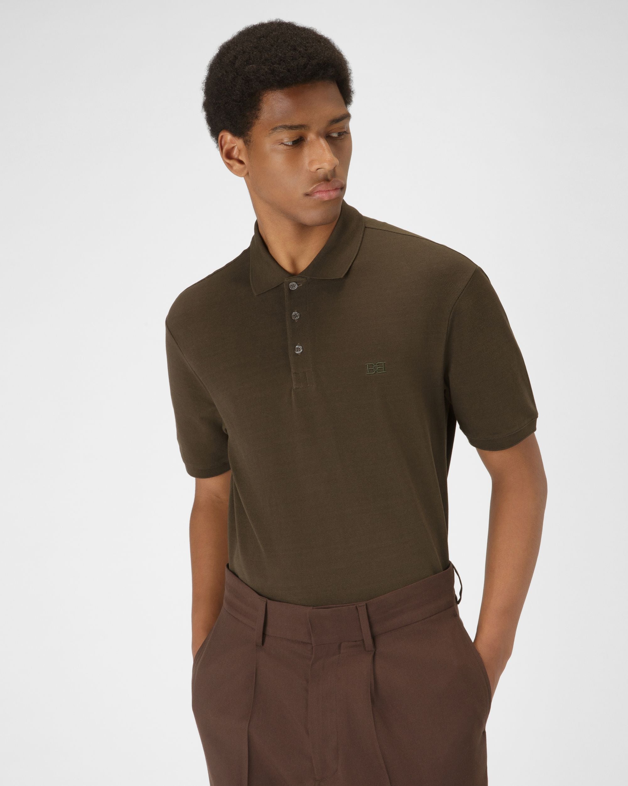 Polo B-Chain In Cotone Verde Militare - Uomo - Bally - 01