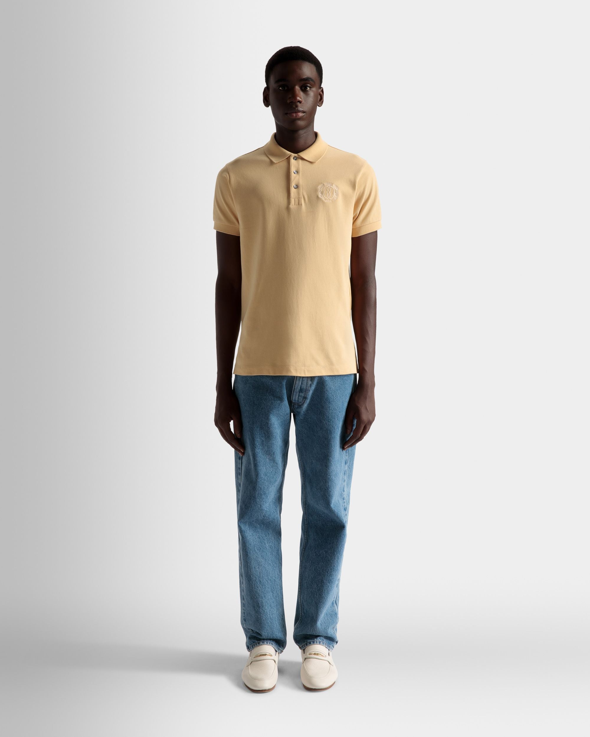 Polo Emblem In Cotone Color Crema - Uomo - Bally - 02