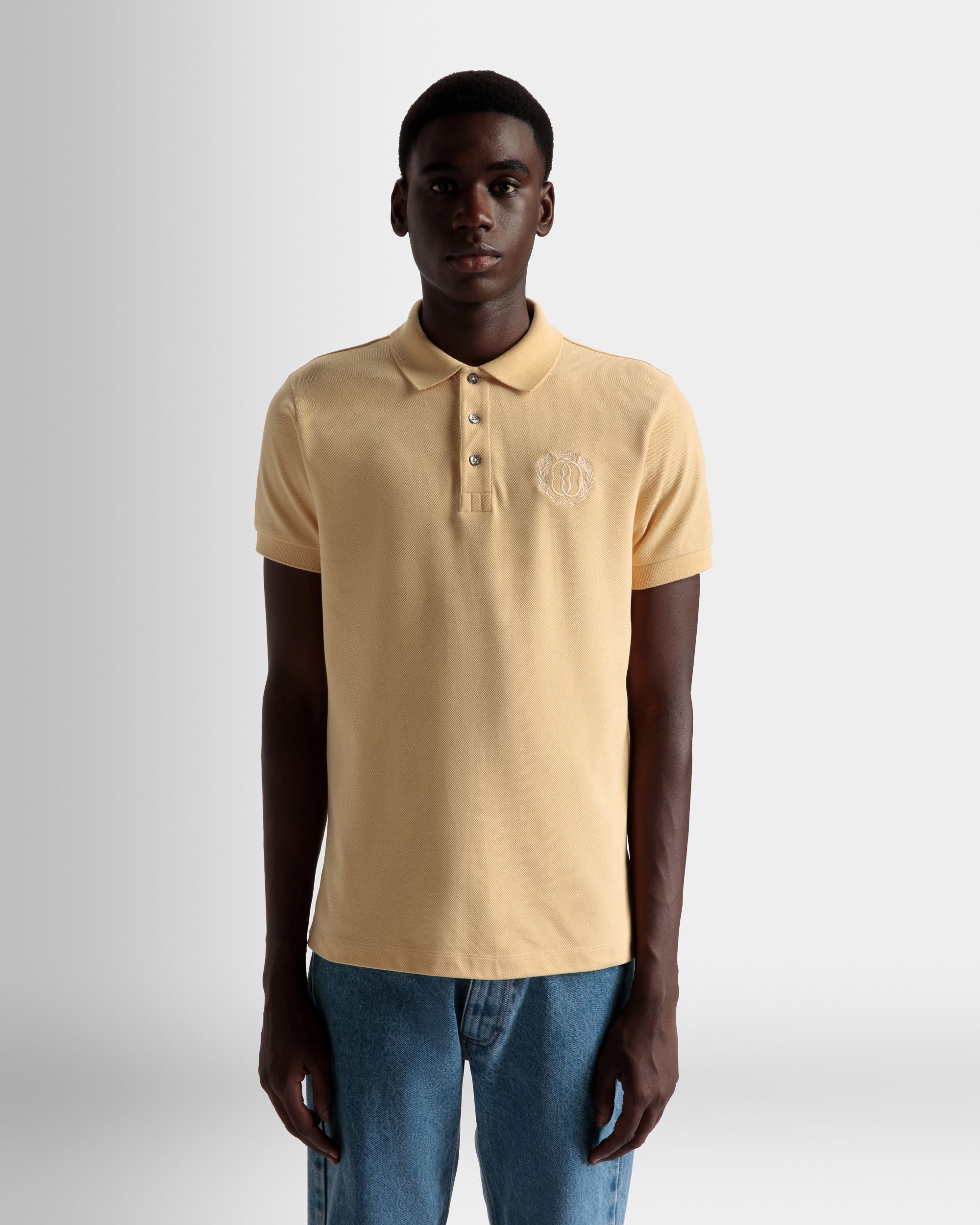 Polo Emblem In Cotone Color Crema - Uomo - Bally - 03