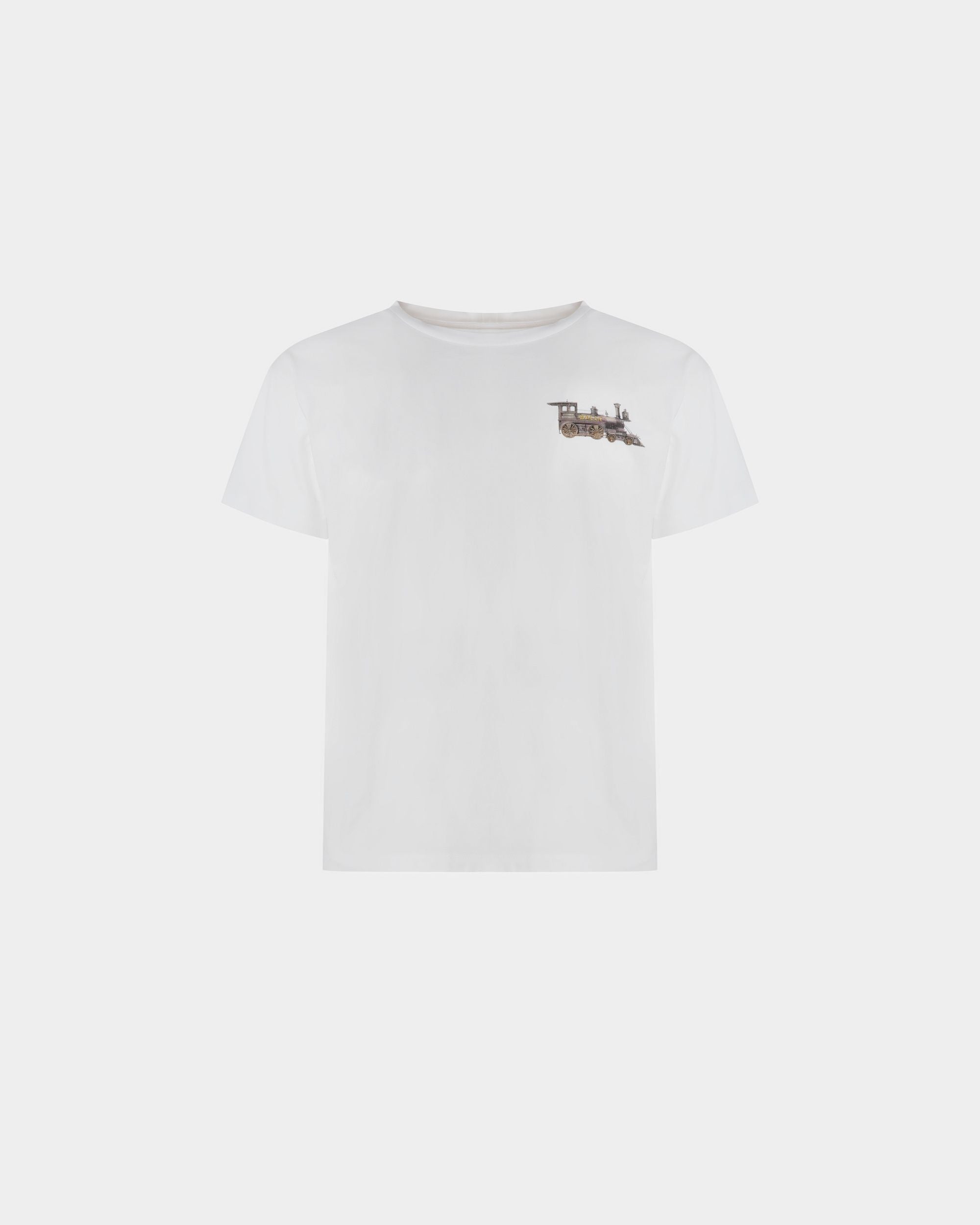 T-Shirt Con Motivo Train In Cotone Bianco - Uomo - Bally - 01