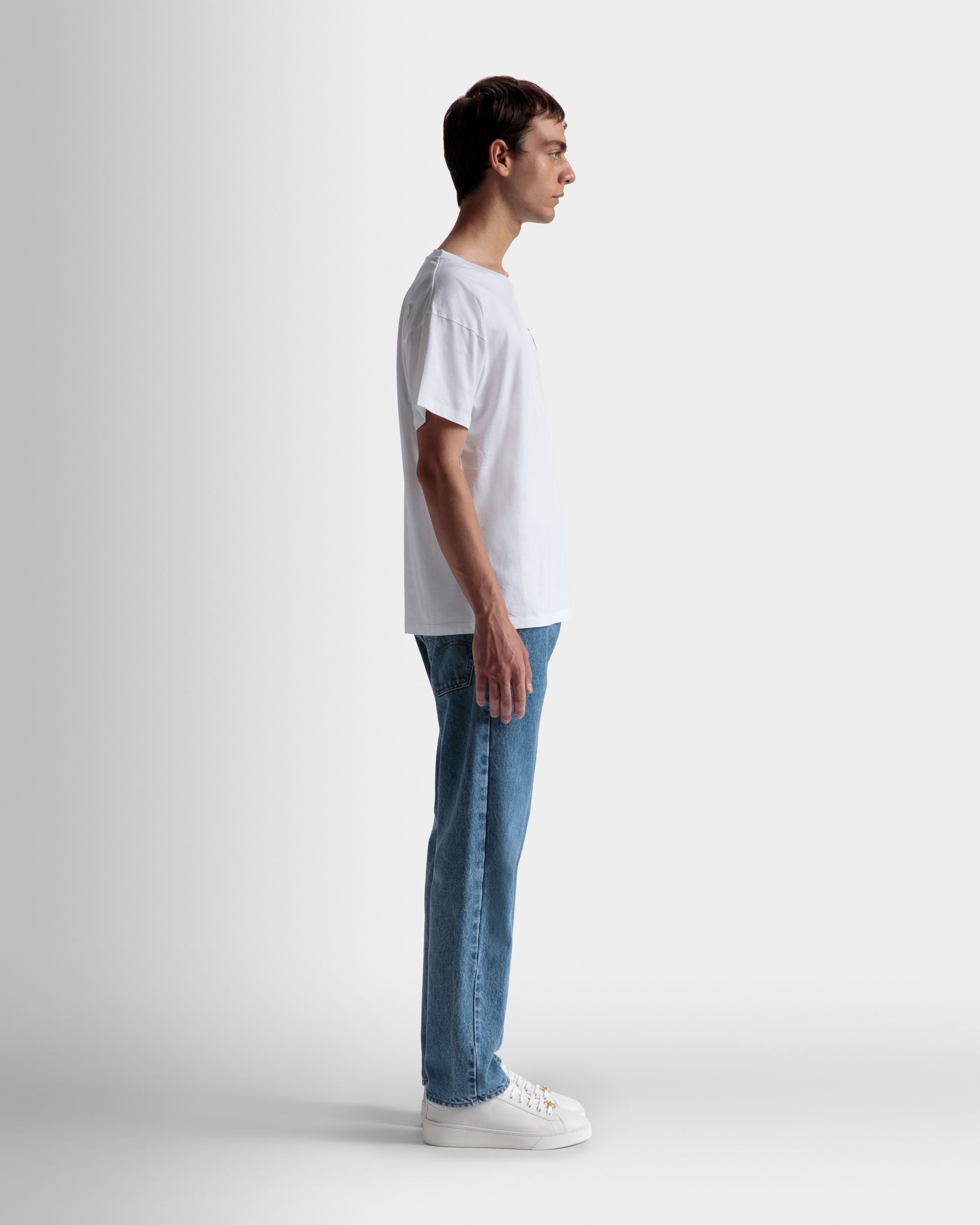 T-Shirt Con Motivo Train In Cotone Bianco - Uomo - Bally - 05