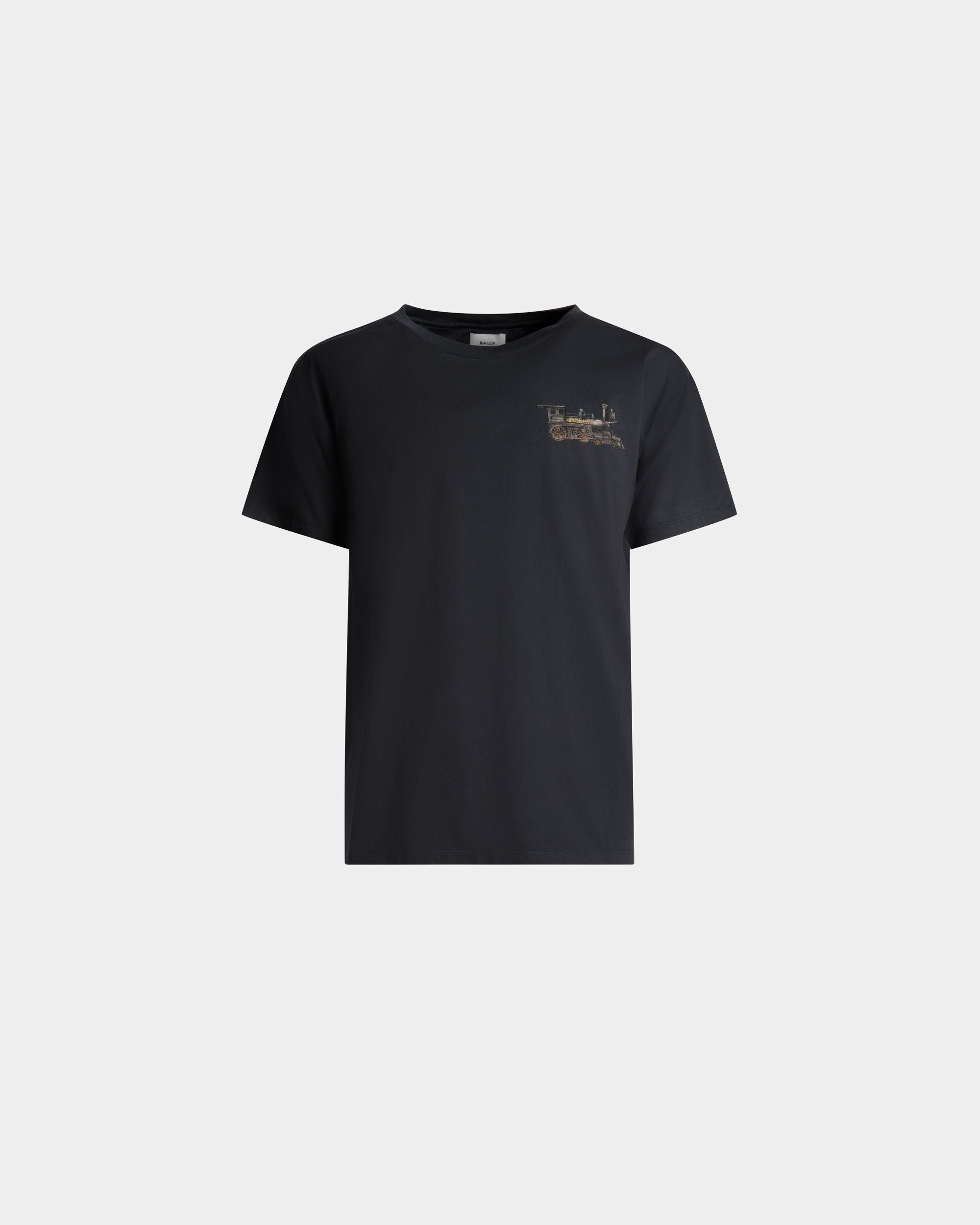 T-Shirt Con Motivo Train In Cotone Grigio Scuro - Uomo - Bally - 01