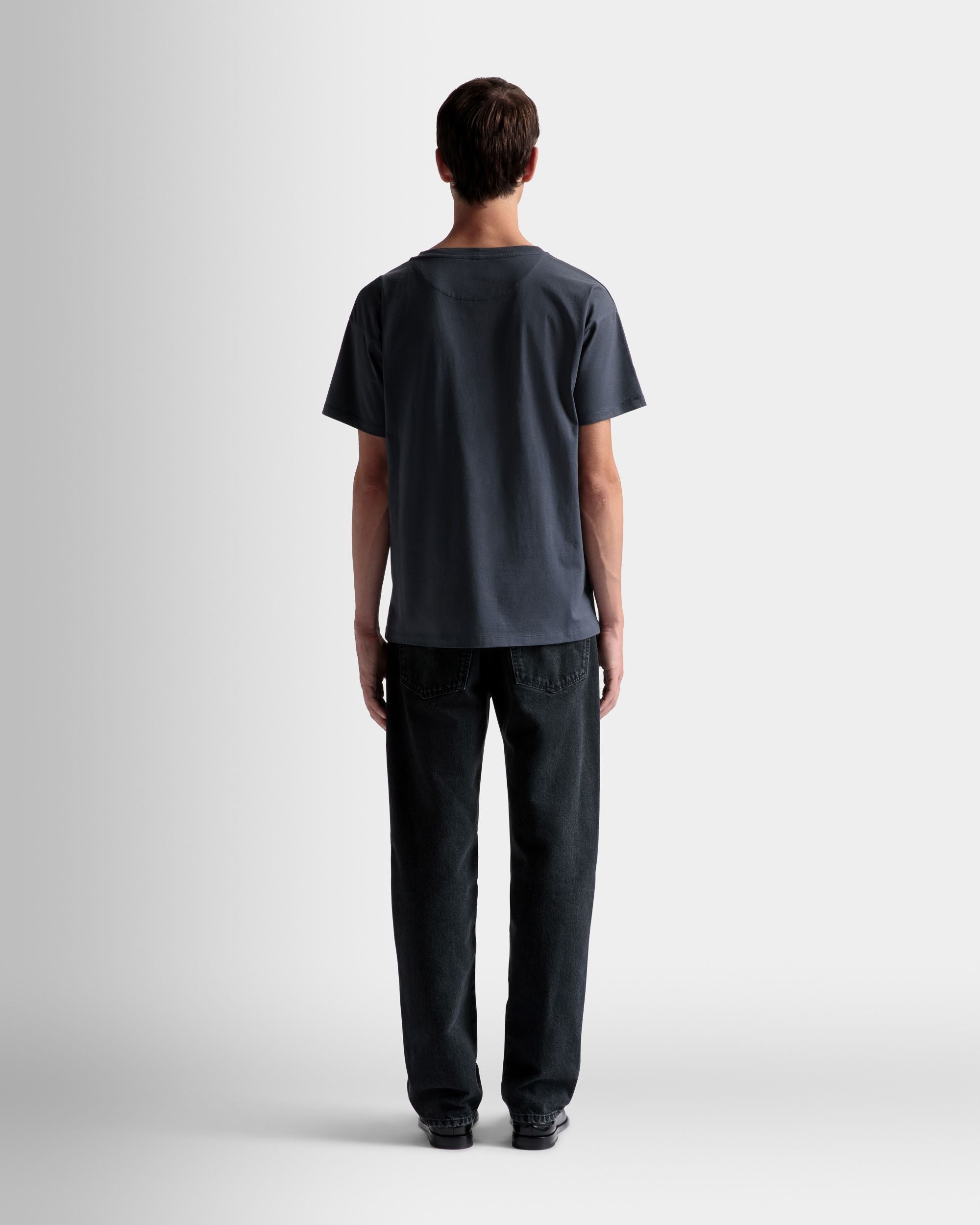 T-Shirt Con Motivo Train In Cotone Grigio Scuro - Uomo - Bally - 06