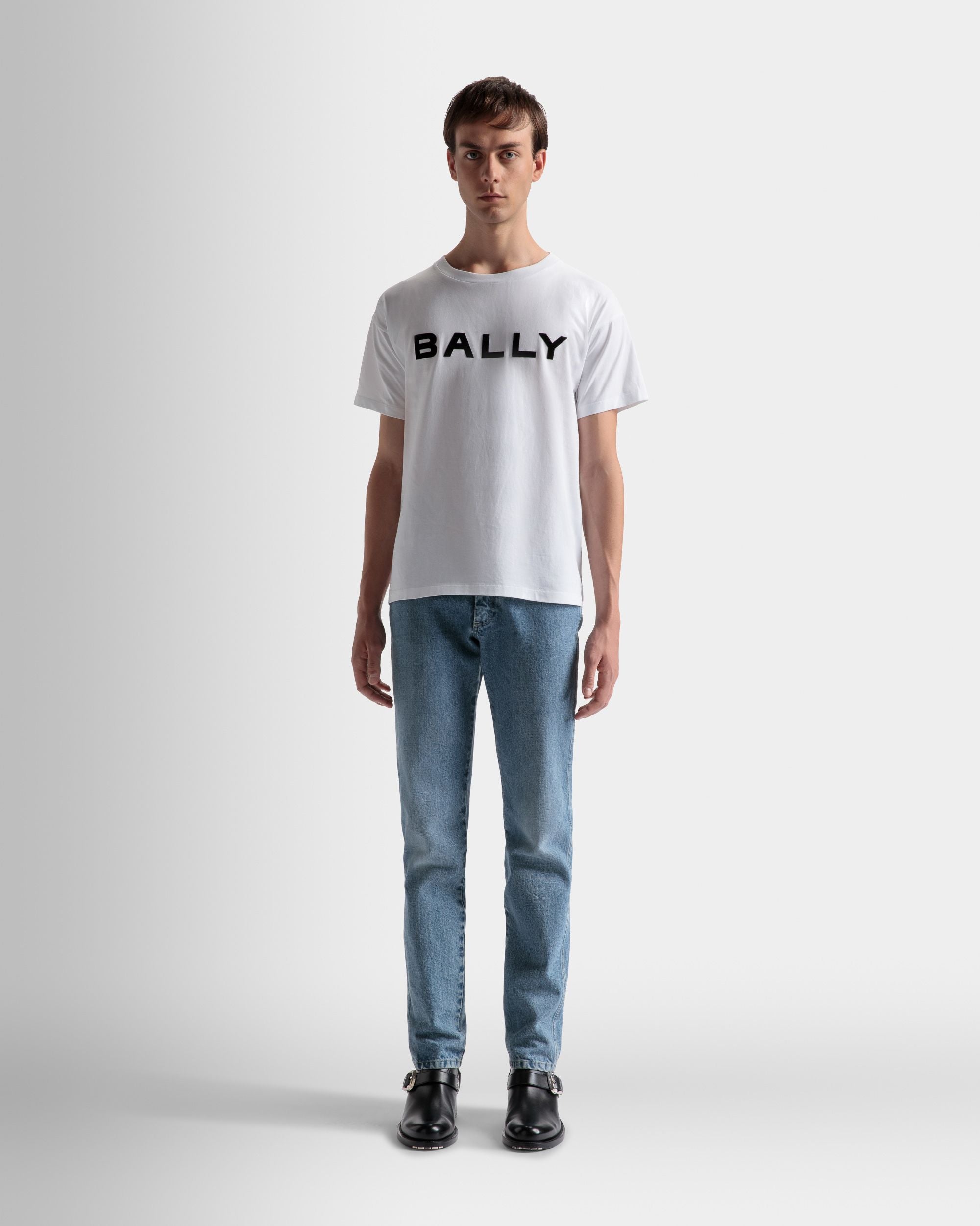 T-Shirt Con Logo In Cotone Bianco - Uomo - Bally - 02
