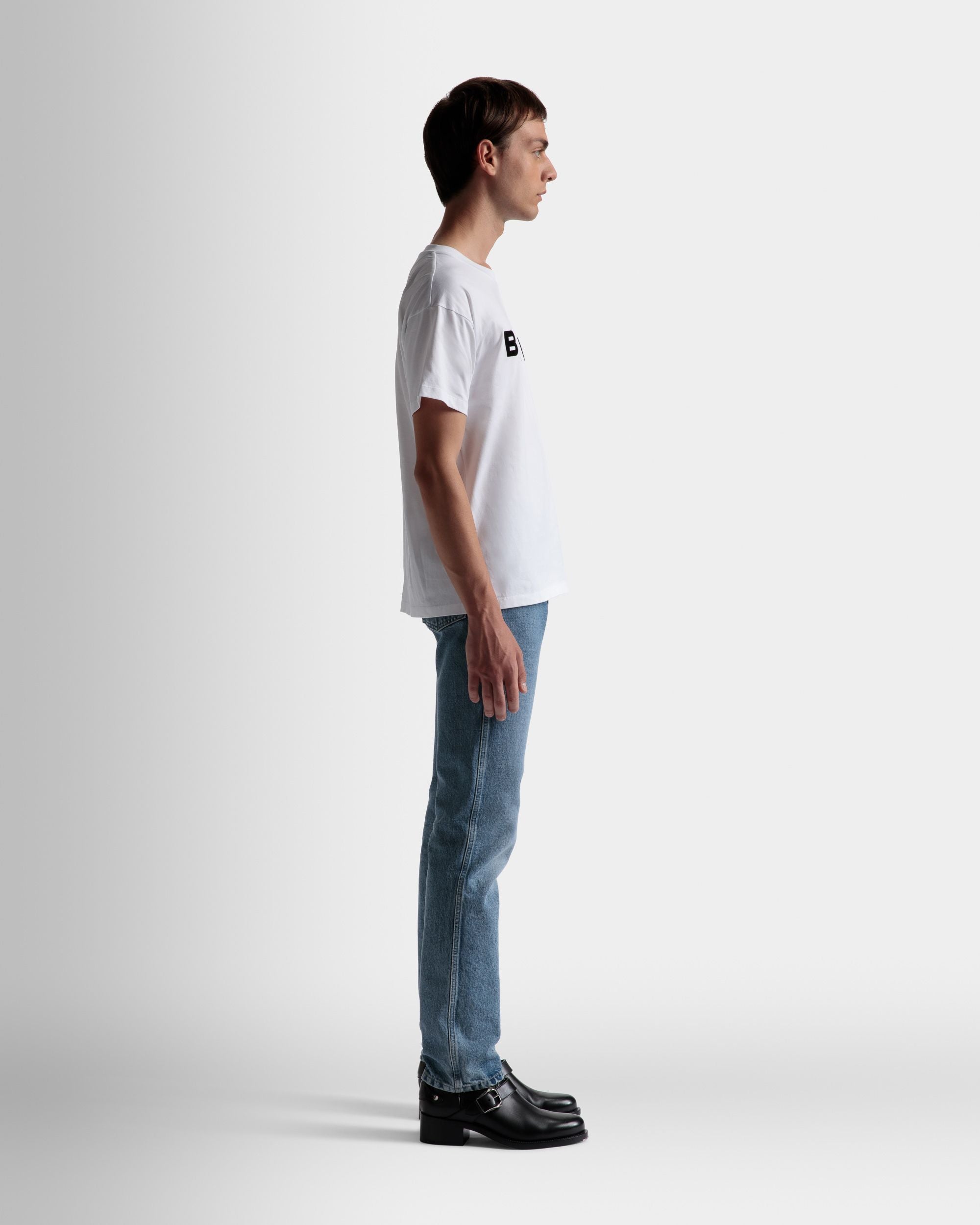 T-Shirt Con Logo In Cotone Bianco - Uomo - Bally - 05