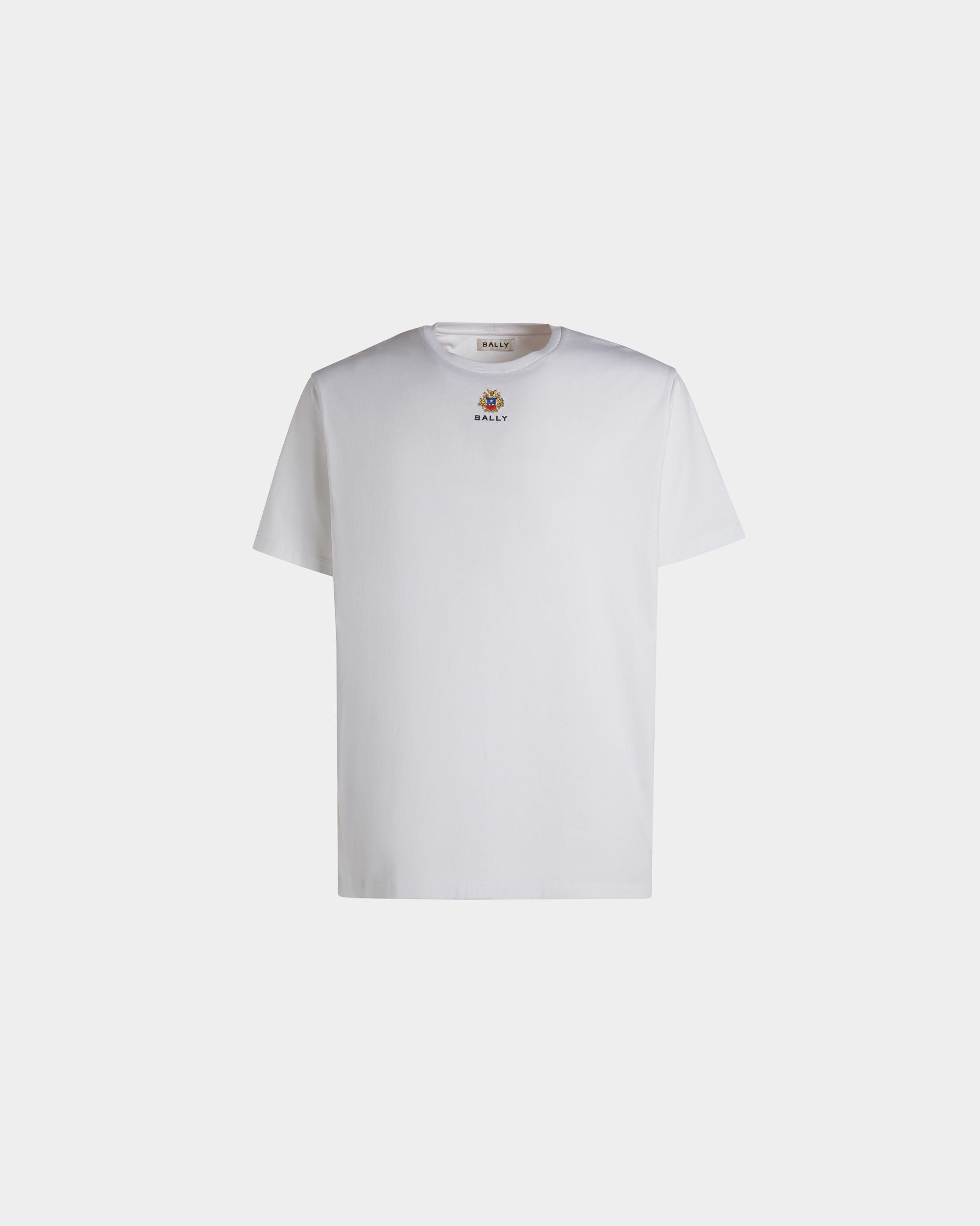 T-Shirt In Cotone Bianco Con Logo Bally Crest - Uomo - Bally - 01