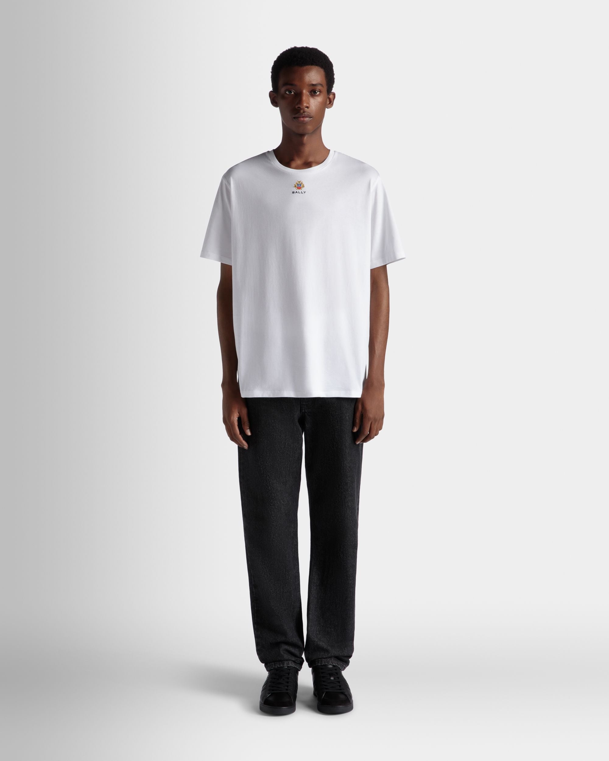 T-Shirt In Cotone Bianco Con Logo Bally Crest - Uomo - Bally - 02