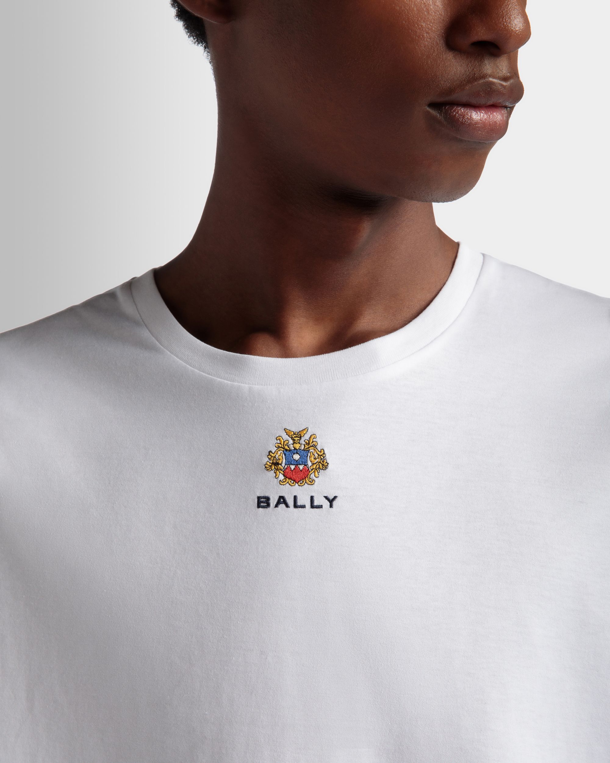 T-Shirt In Cotone Bianco Con Logo Bally Crest - Uomo - Bally - 03