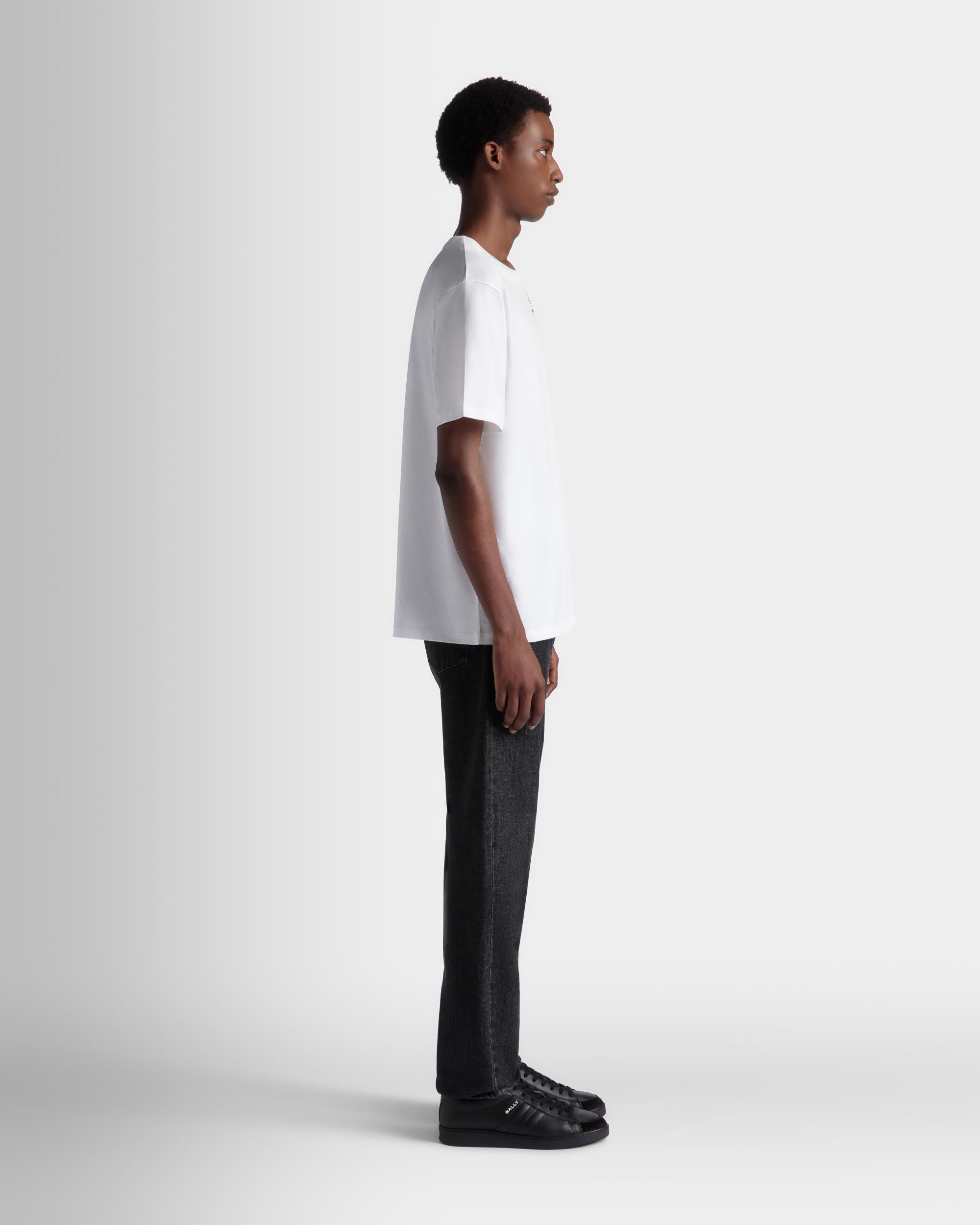 T-Shirt In Cotone Bianco Con Logo Bally Crest - Uomo - Bally - 05