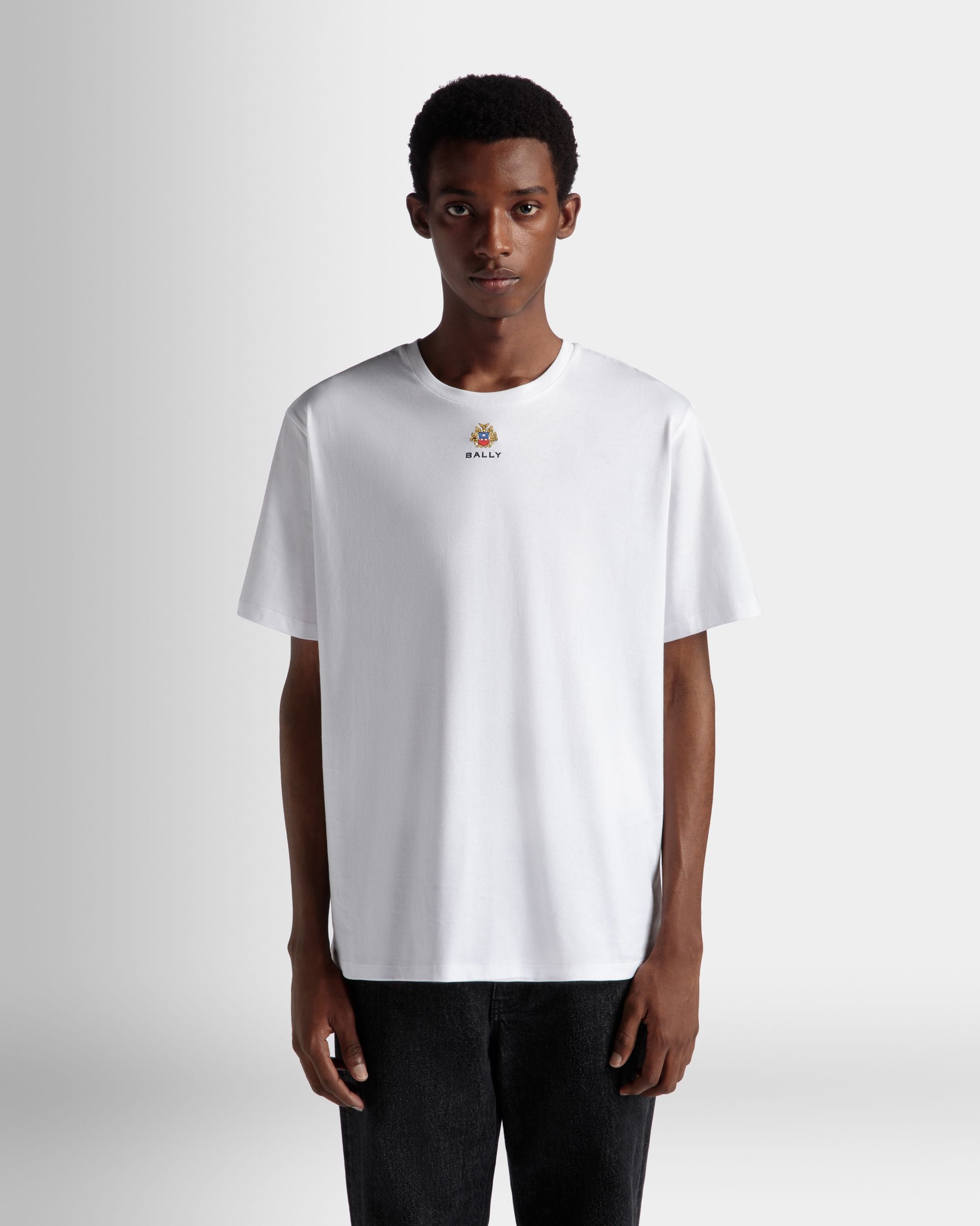 T-Shirt In Cotone Bianco Con Logo Bally Crest - Uomo - Bally - 08