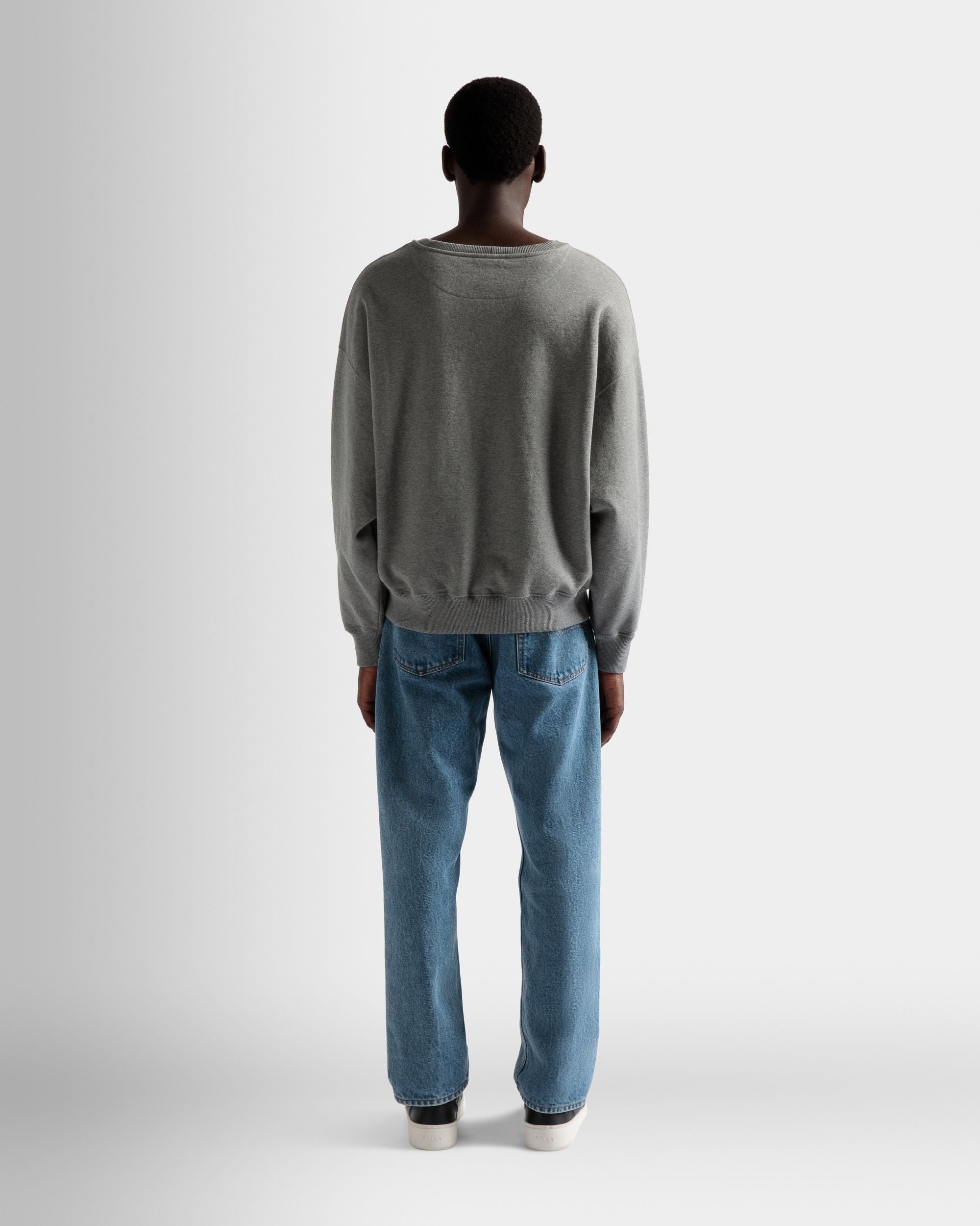 Felpa Con Stampa In Cotone Grigio Mélange - Uomo - Bally - 06