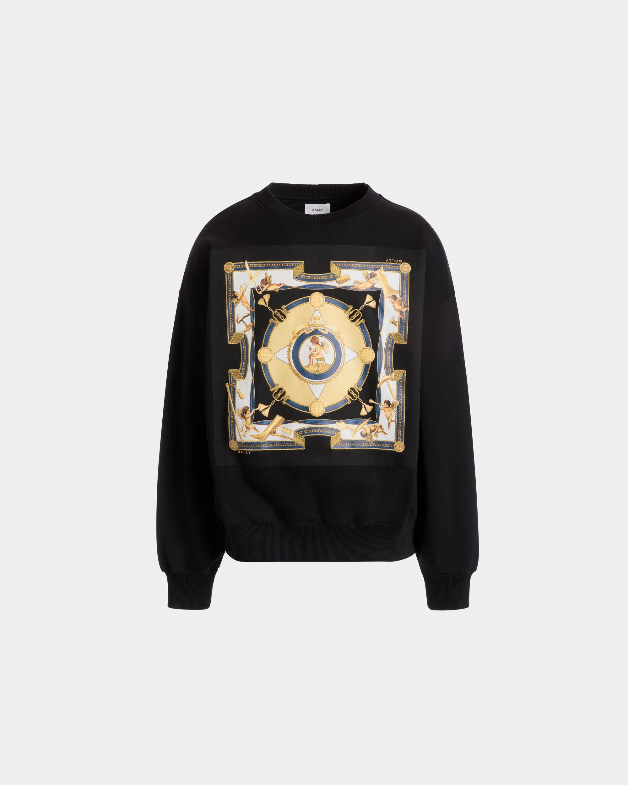 Felpa In Cotone Nero Con Stampa - Uomo - Bally - 01