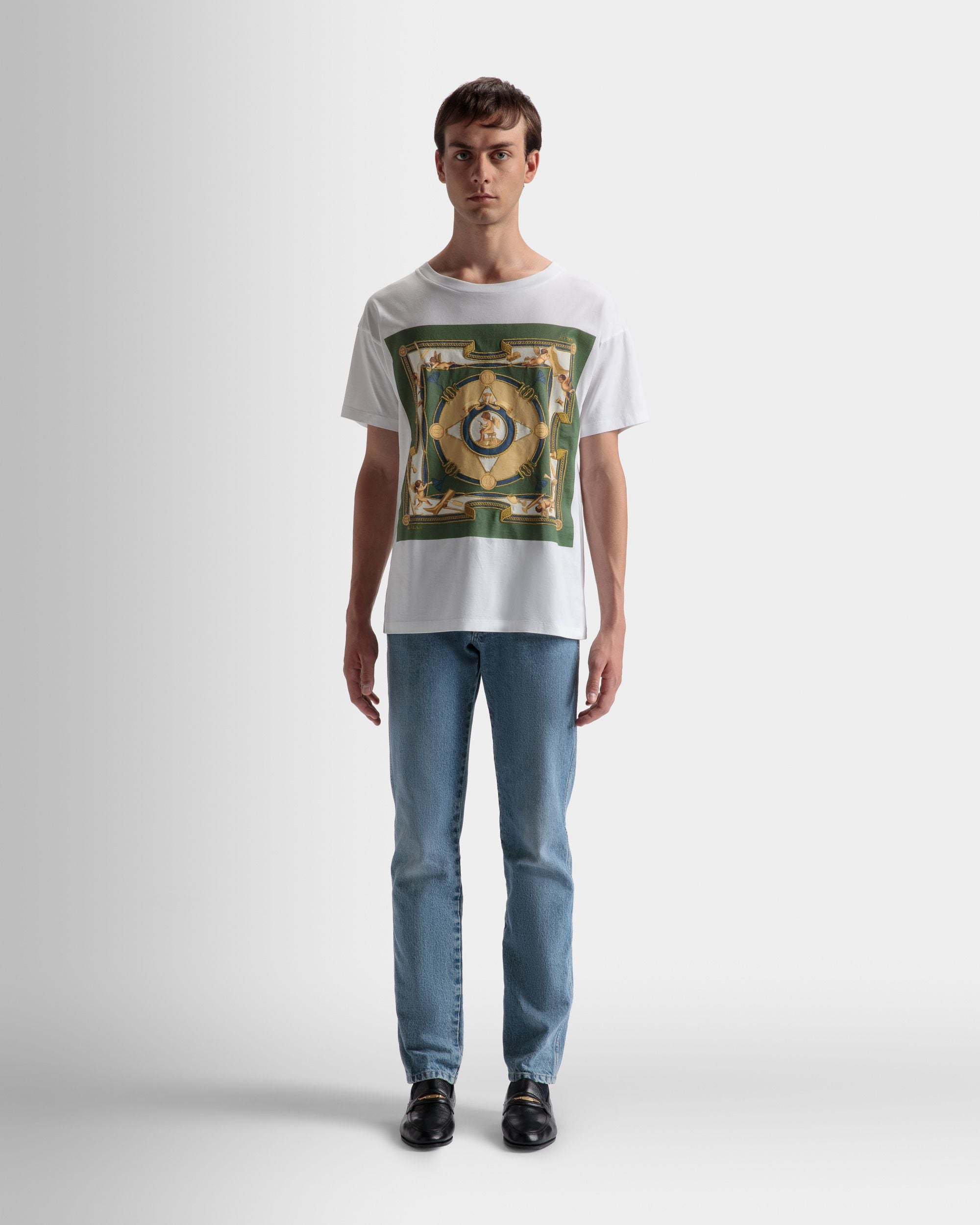 T-Shirt Con Stampa In Cotone Bianco - Uomo - Bally - 02