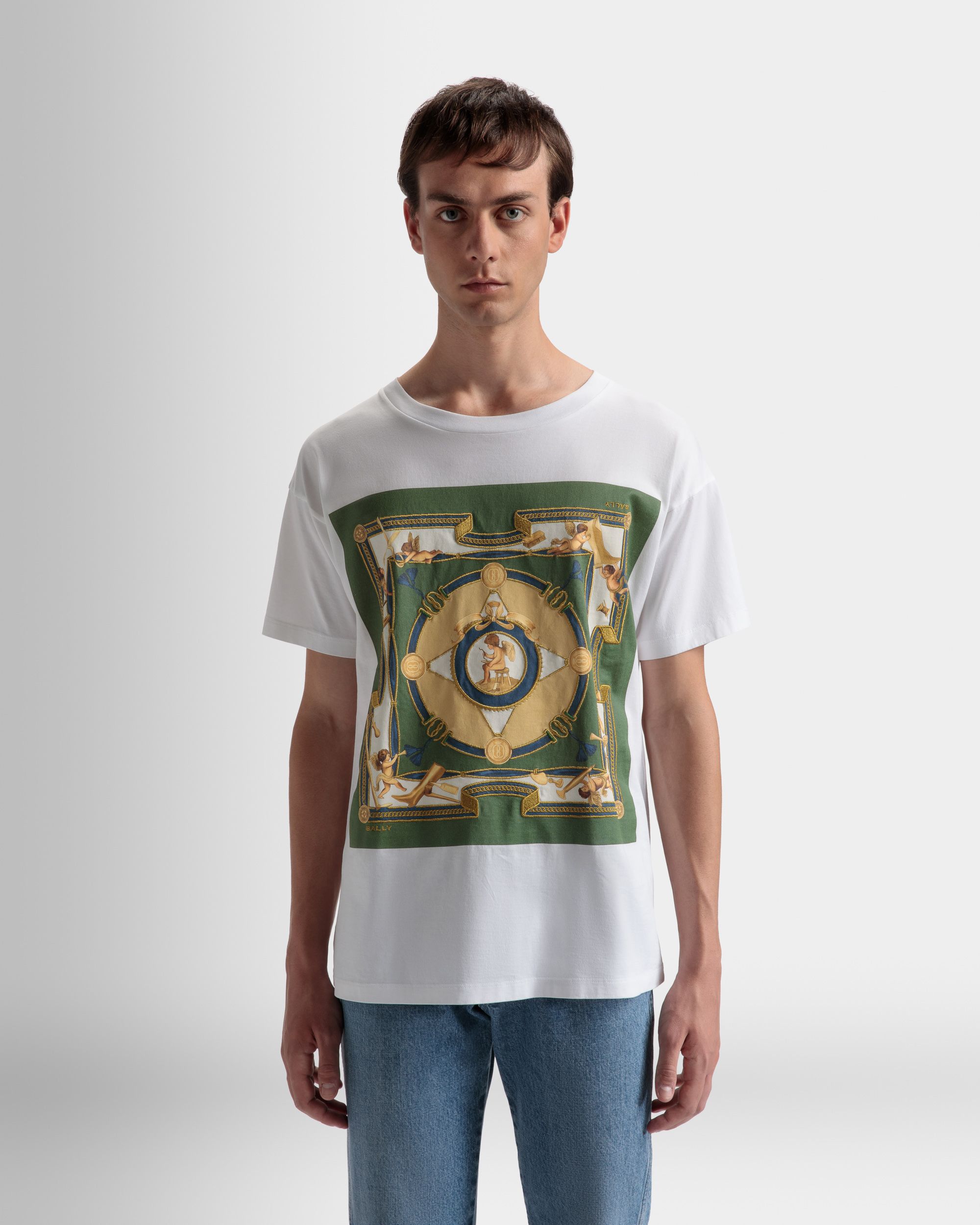 T-Shirt Con Stampa In Cotone Bianco - Uomo - Bally - 03