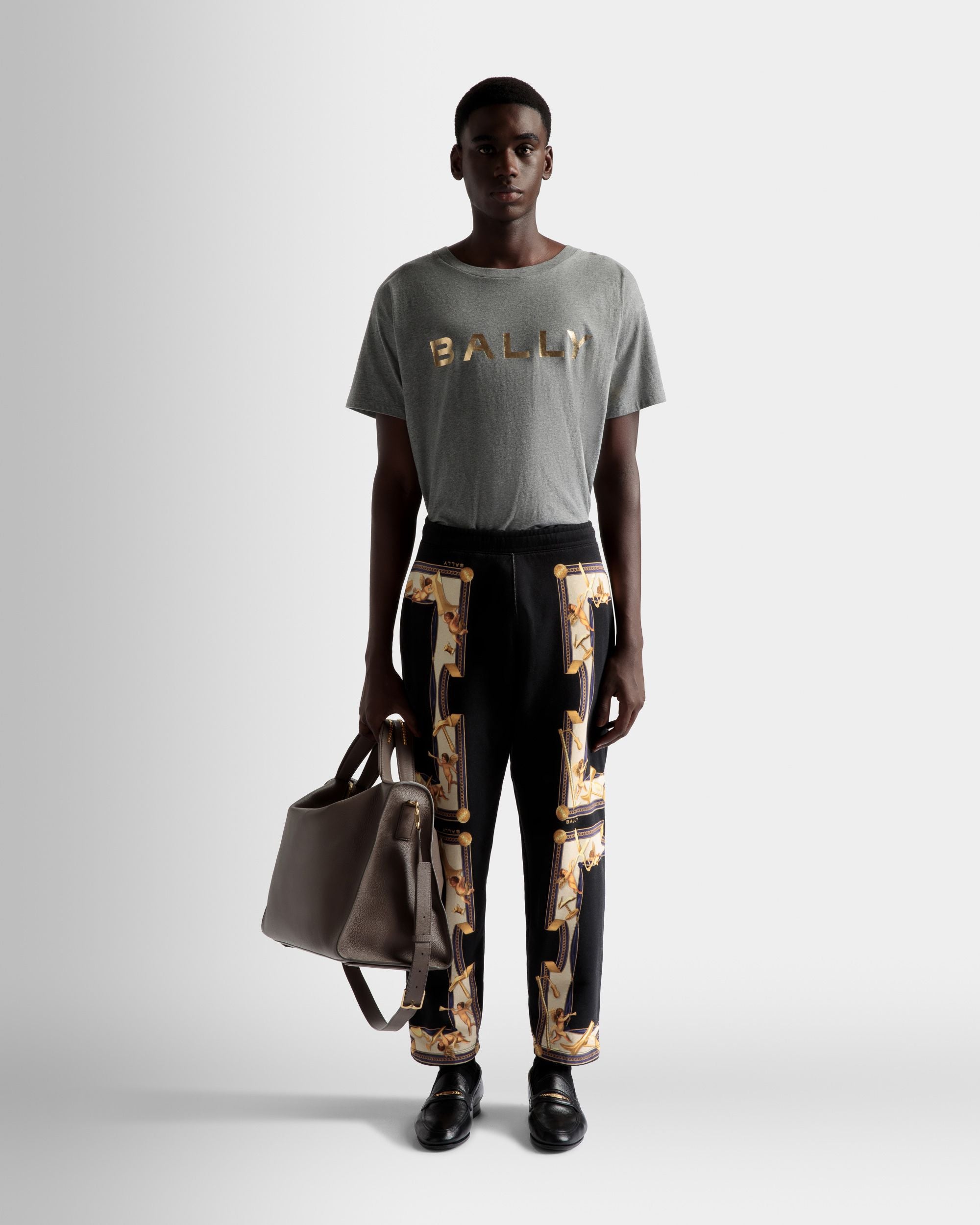 T-Shirt Con Logo In Cotone Grigio Mélange - Uomo - Bally - 02