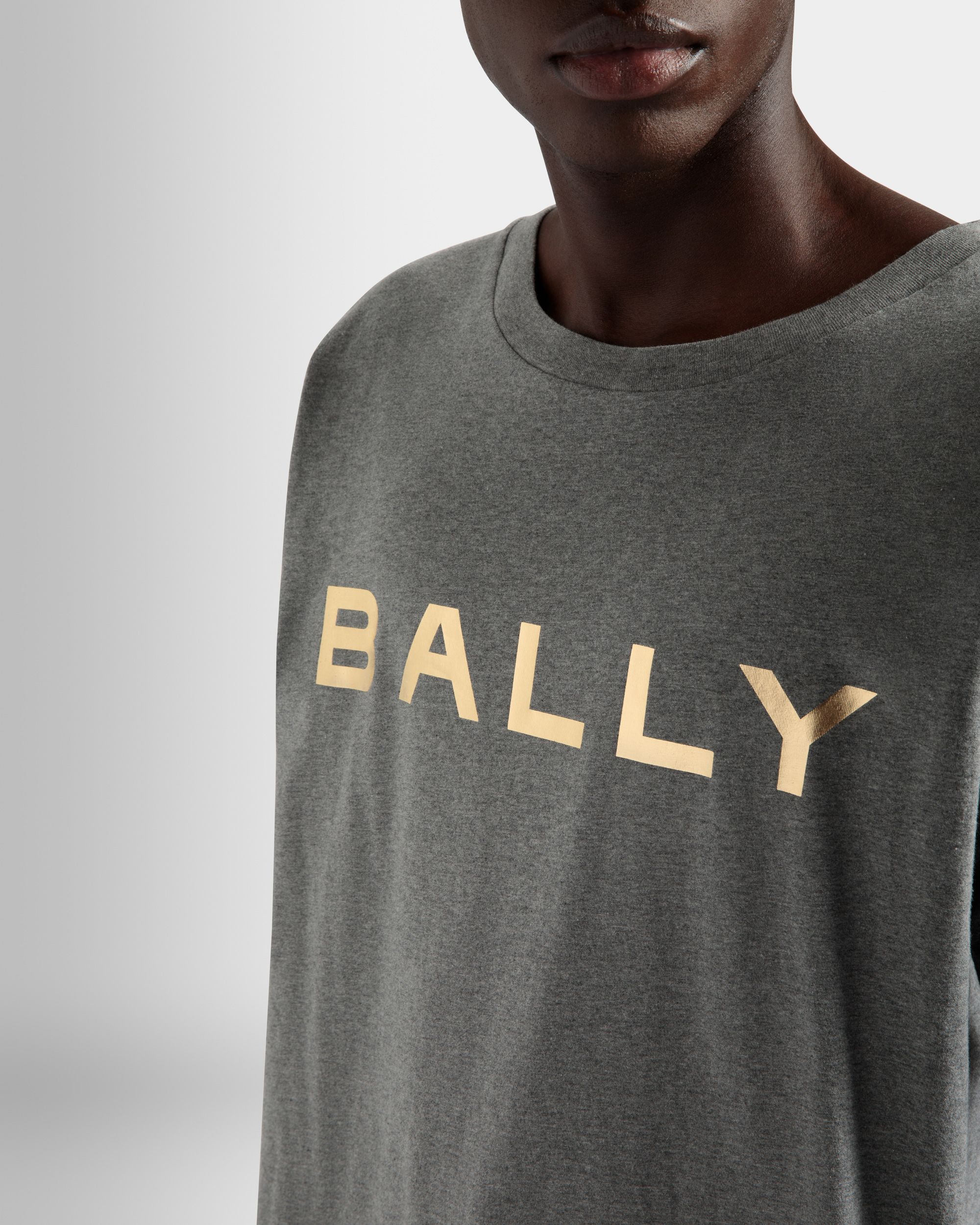 T-Shirt Con Logo In Cotone Grigio Mélange - Uomo - Bally - 04