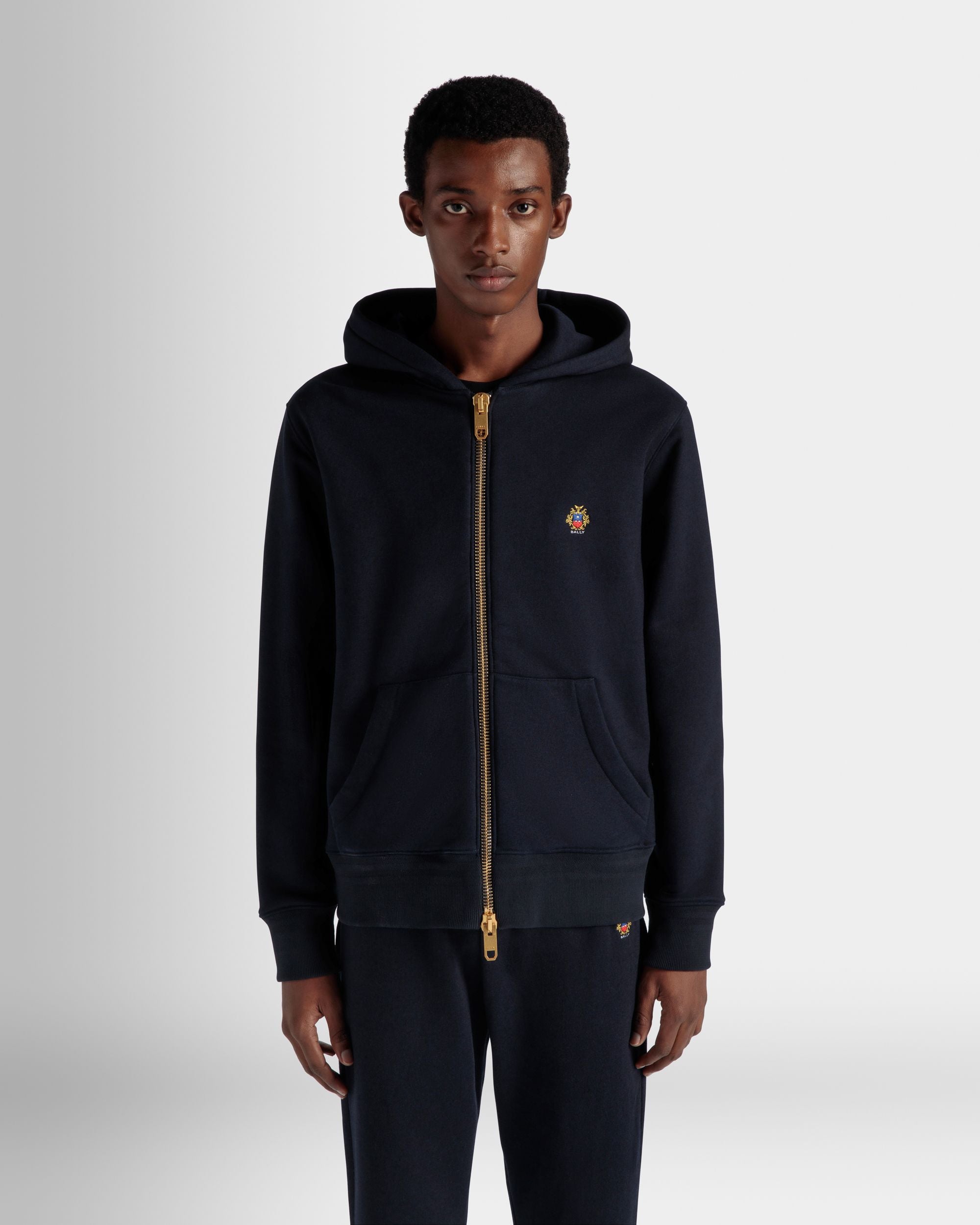 Maglia Con Cappuccio Adrien Brody Travel Collection In Misto Cachemire Navy Blue - Uomo - Bally - 03