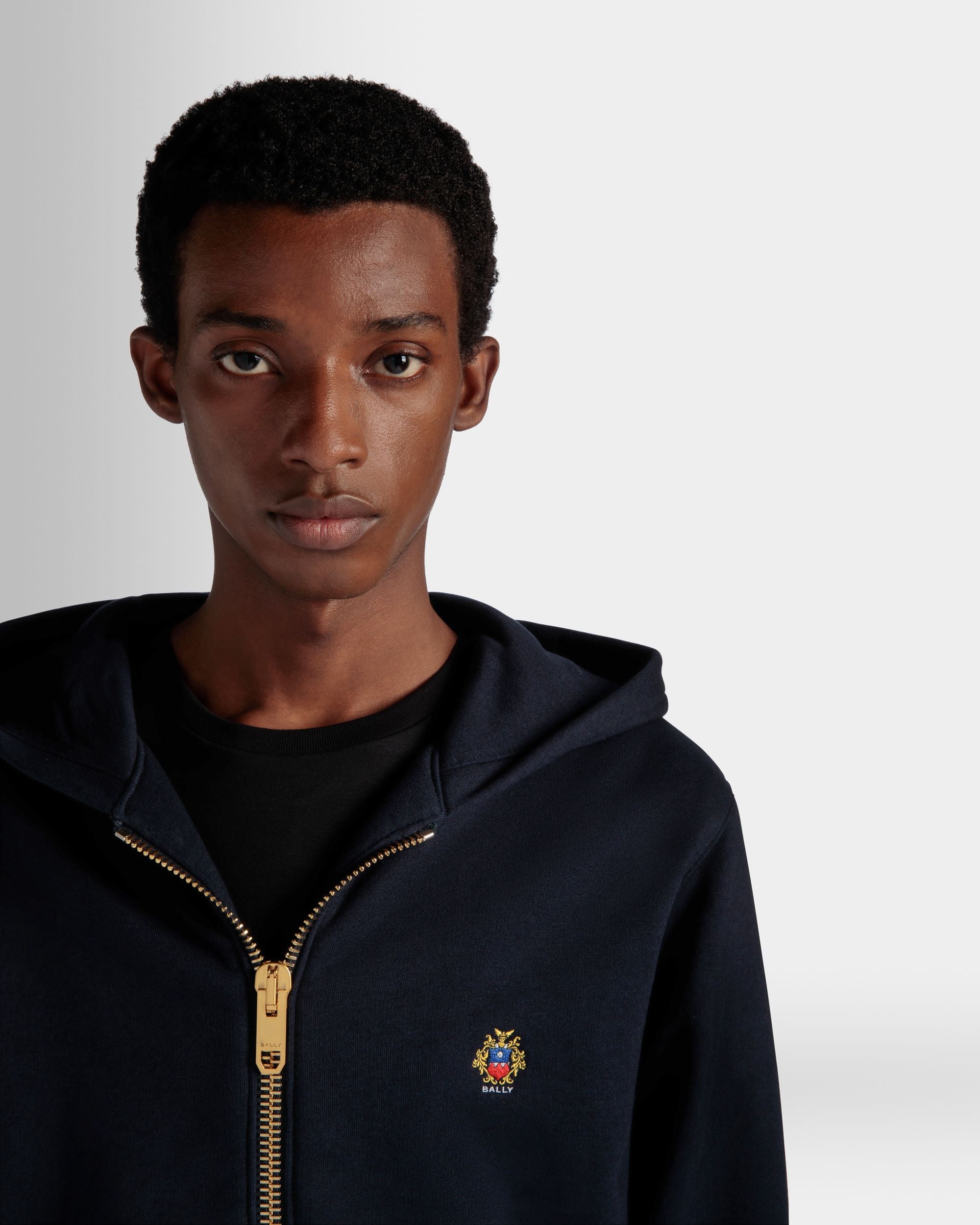 Maglia Con Cappuccio Adrien Brody Travel Collection In Misto Cachemire Navy Blue - Uomo - Bally - 04