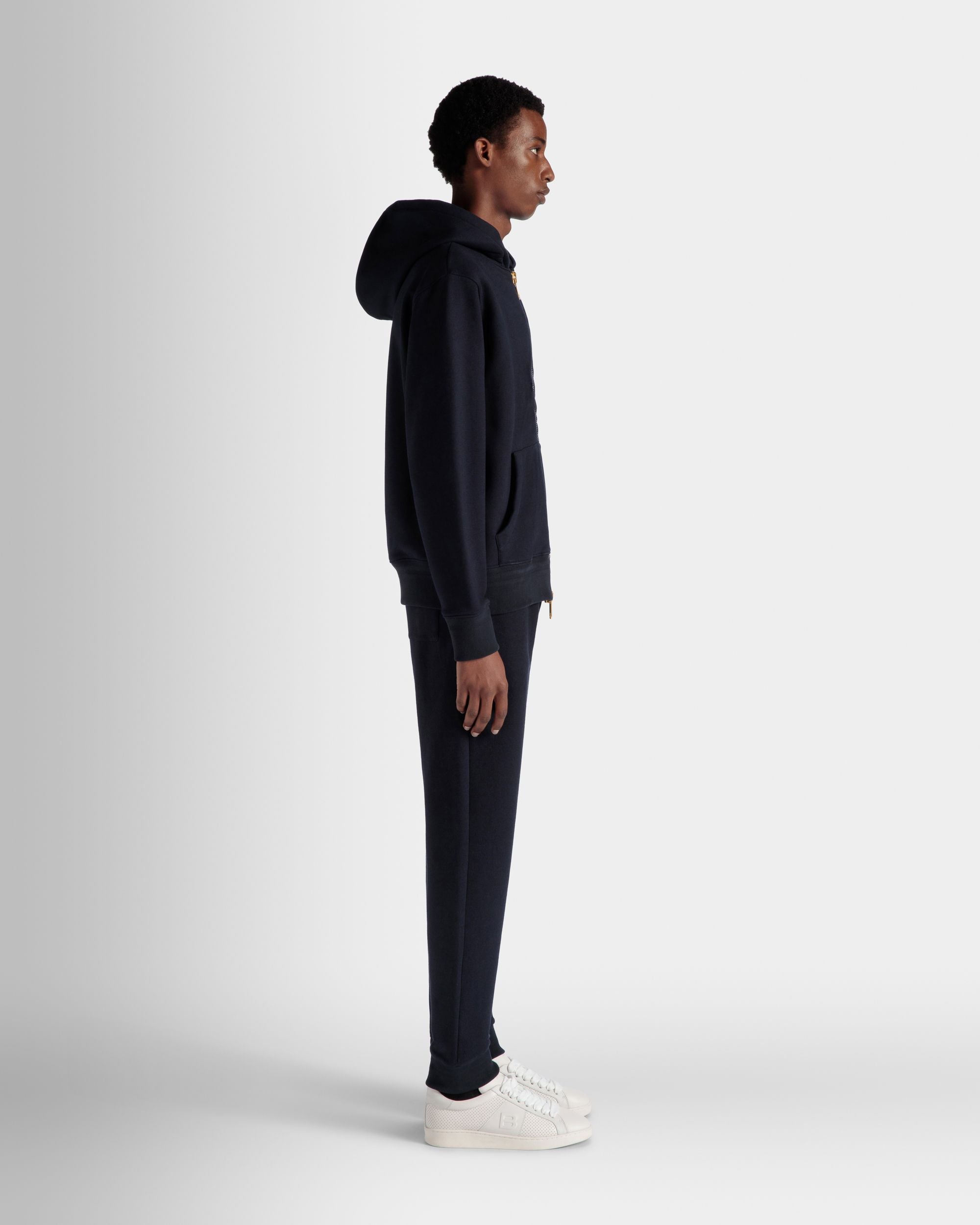 Maglia Con Cappuccio Adrien Brody Travel Collection In Misto Cachemire Navy Blue - Uomo - Bally - 07