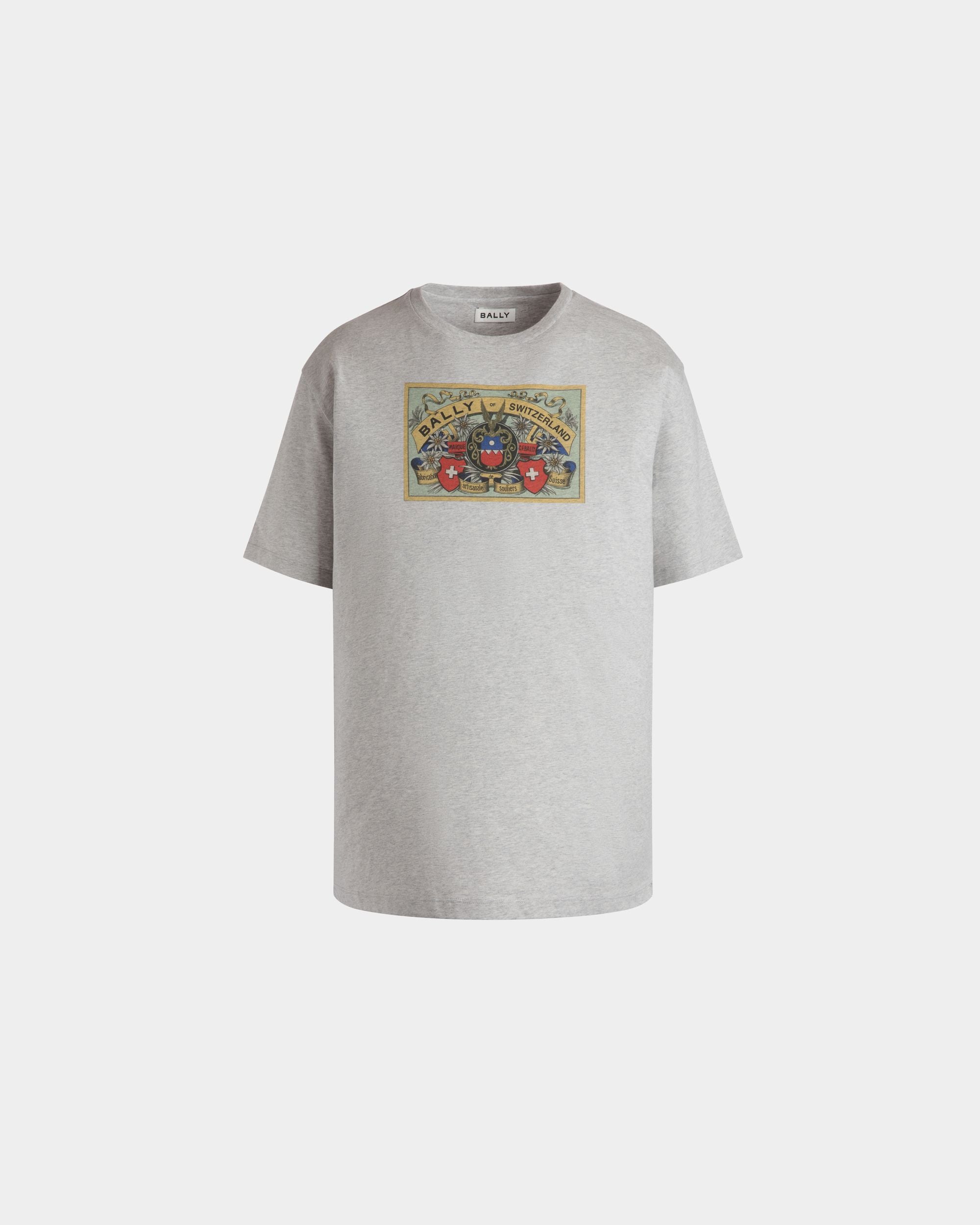 T-Shirt In Cotone Grigio Mélange Con Etichetta Bally Crest - Uomo - Bally - 01