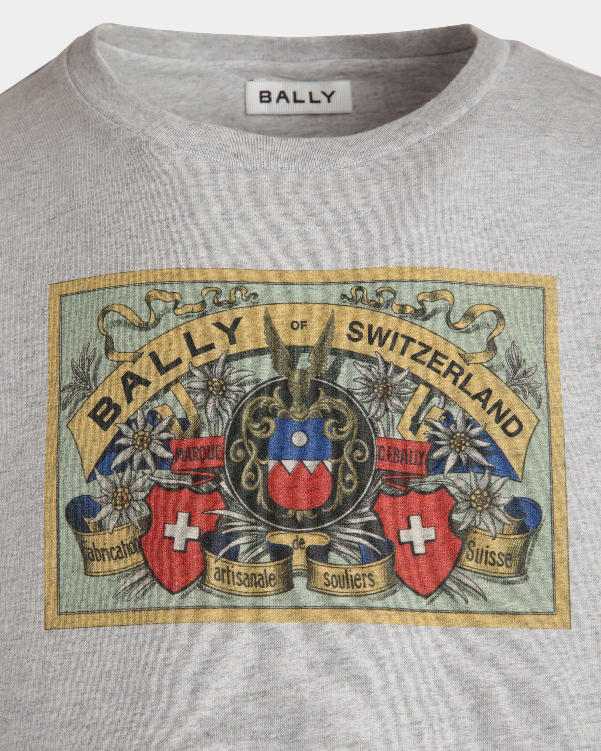 T-Shirt In Cotone Grigio Mélange Con Etichetta Bally Crest - Uomo - Bally - 02