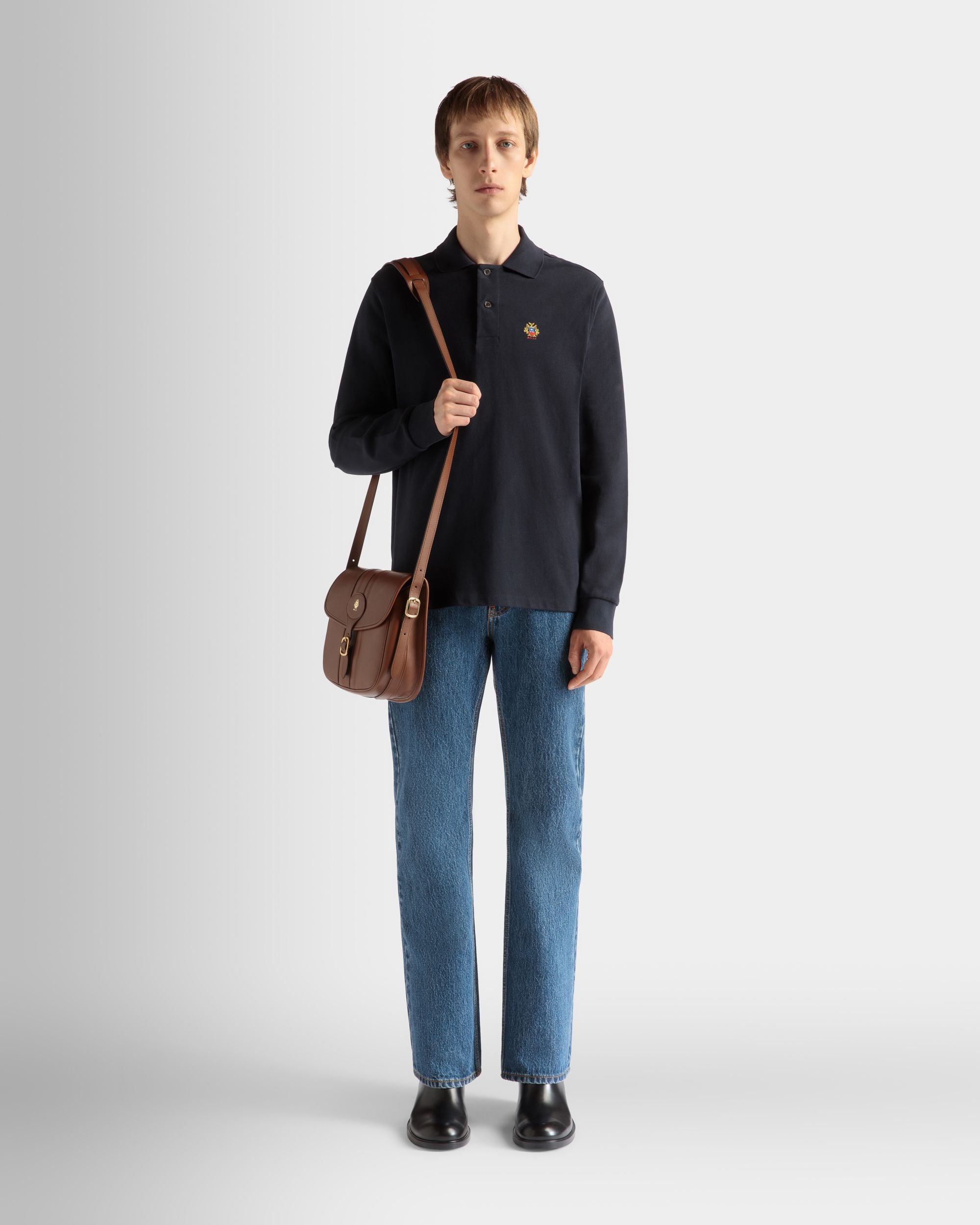 Polo A Maniche Lunghe In Cotone Navy Blue - Uomo - Bally - 02