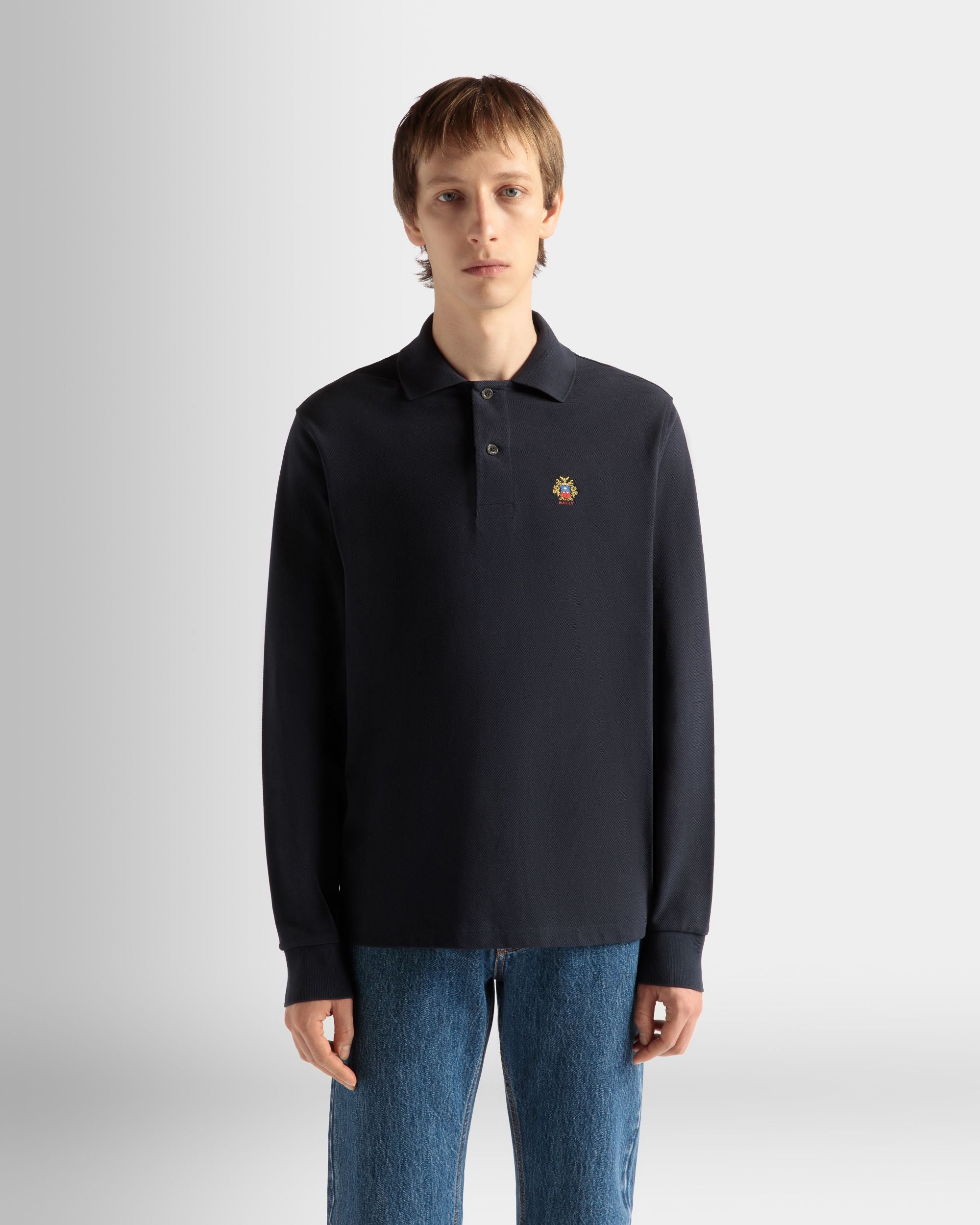 Polo A Maniche Lunghe In Cotone Navy Blue - Uomo - Bally - 03