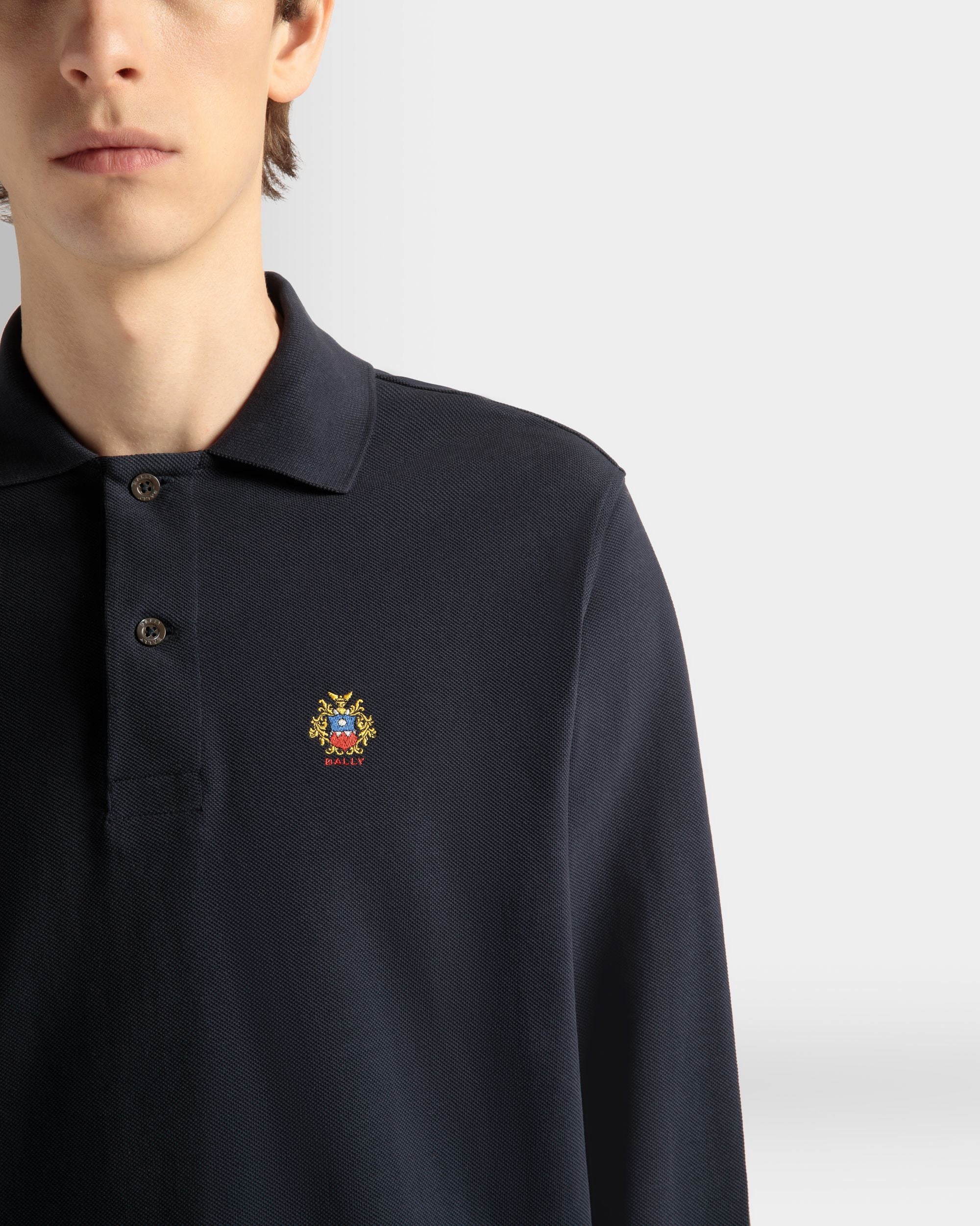Polo A Maniche Lunghe In Cotone Navy Blue - Uomo - Bally - 04