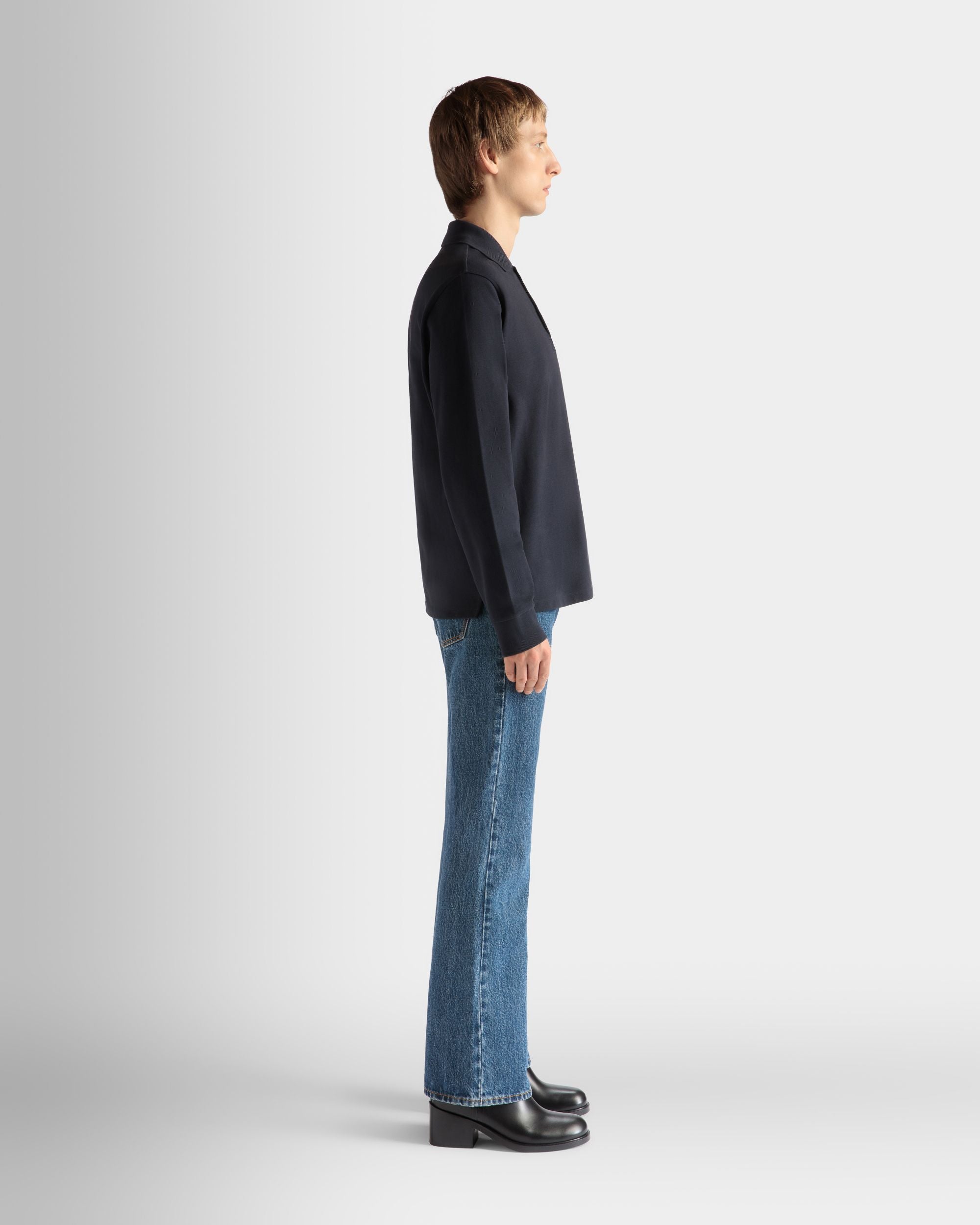 Polo A Maniche Lunghe In Cotone Navy Blue - Uomo - Bally - 05