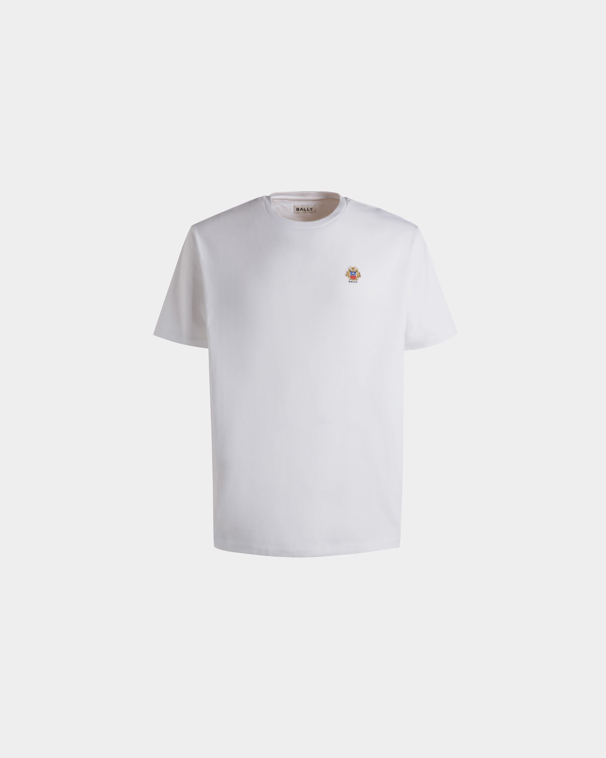 T-Shirt In Cotone Bianco Con Logo Bally Crest - Uomo - Bally - 01